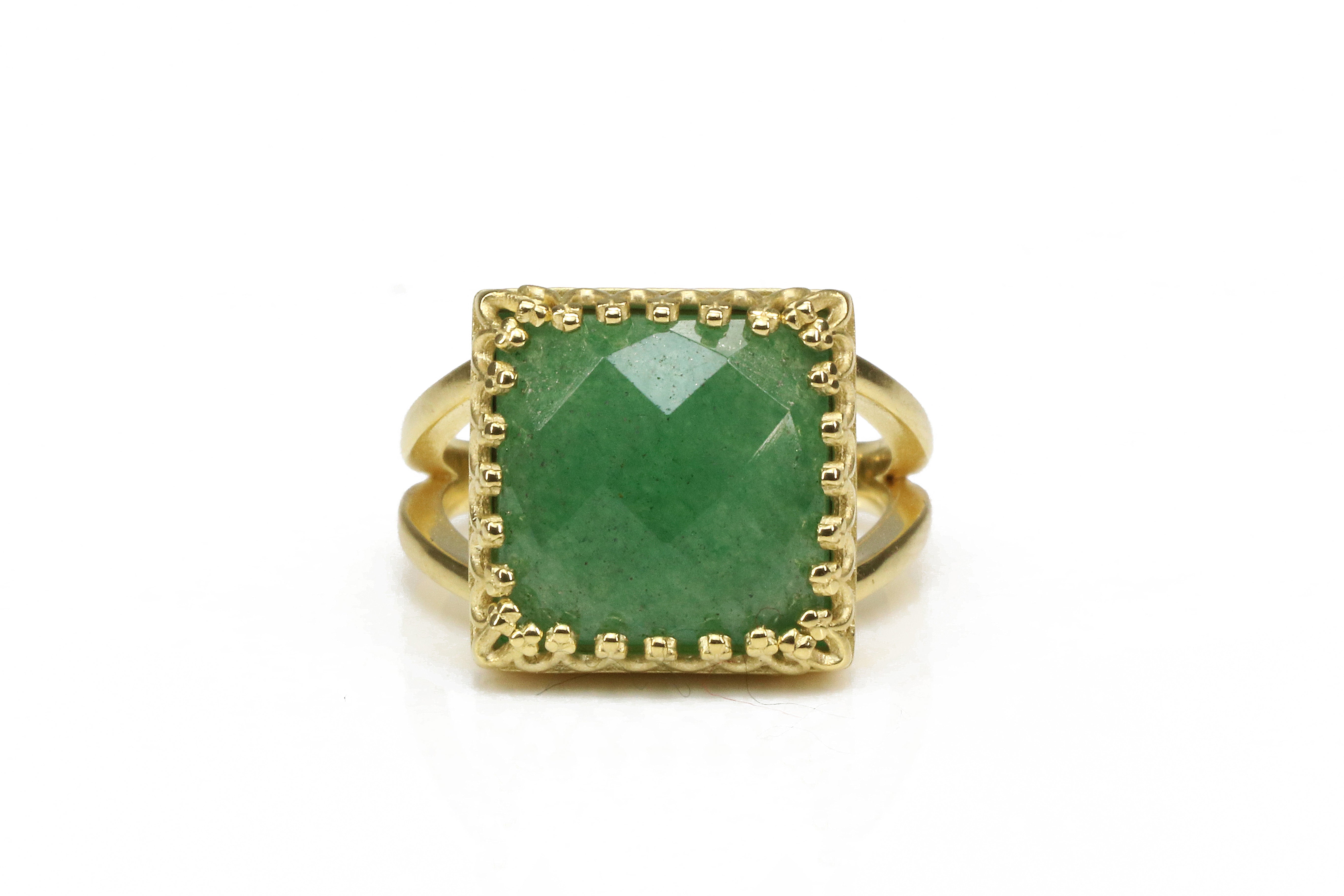 Artisan-crafted Lovely Green Aventurine Gold Filled Ring Rings Anemone Jewelry