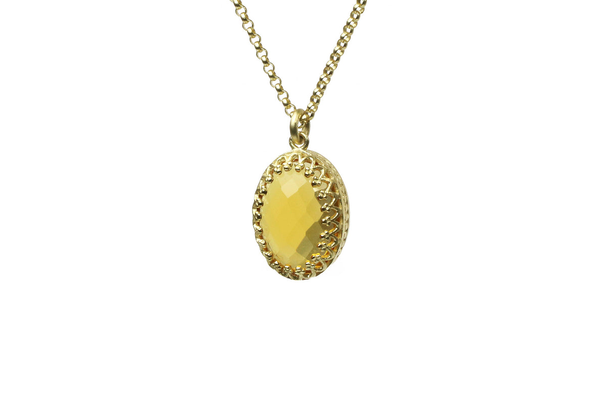 Vintage Style Citrine Victorian Gold Necklace necklaces Anemone Jewelry