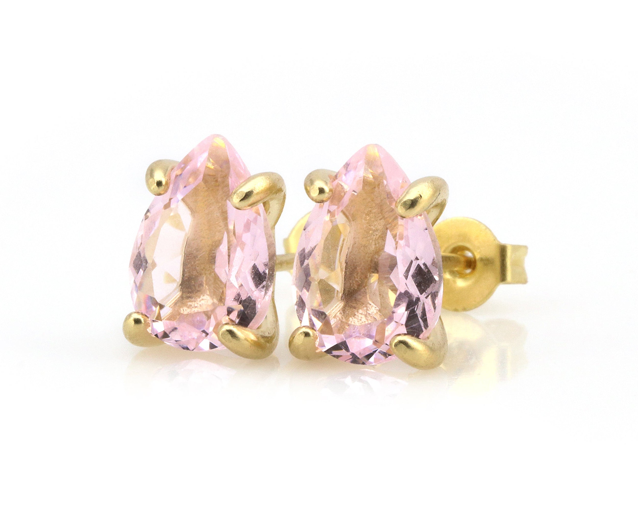 Rose Quartz Handmade Gold Earrings Studs Earrings Anemone Unique