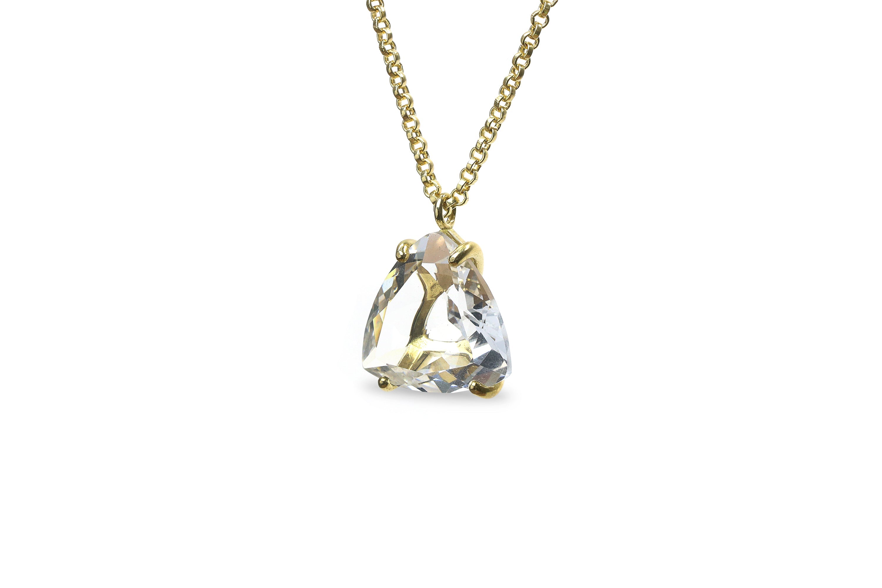Trillion Clear Quartz Necklace in 14k Gold necklaces Anemone Jewelry