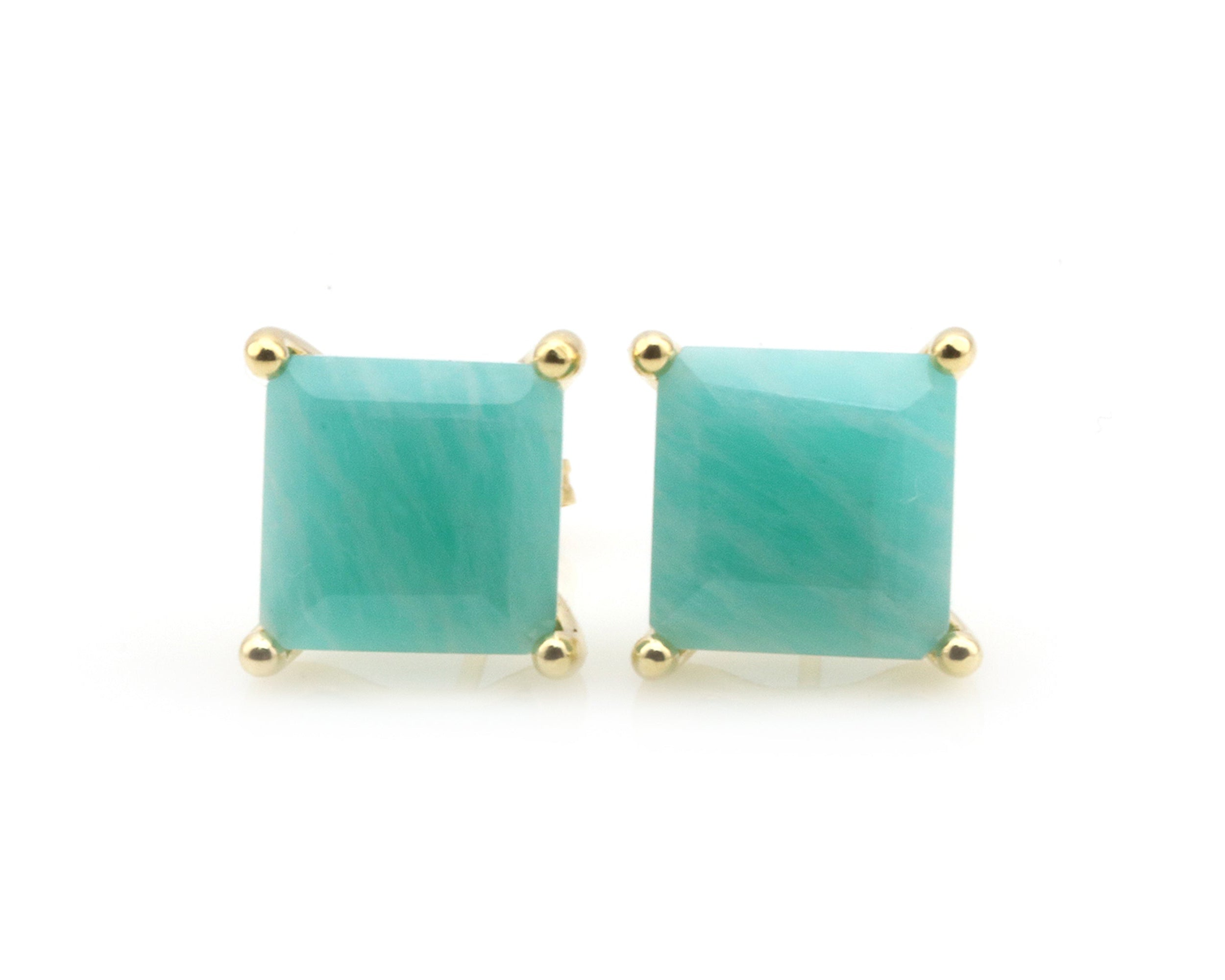 Amazing Amazonite Earrings in Gold Earrings Anemone Unique