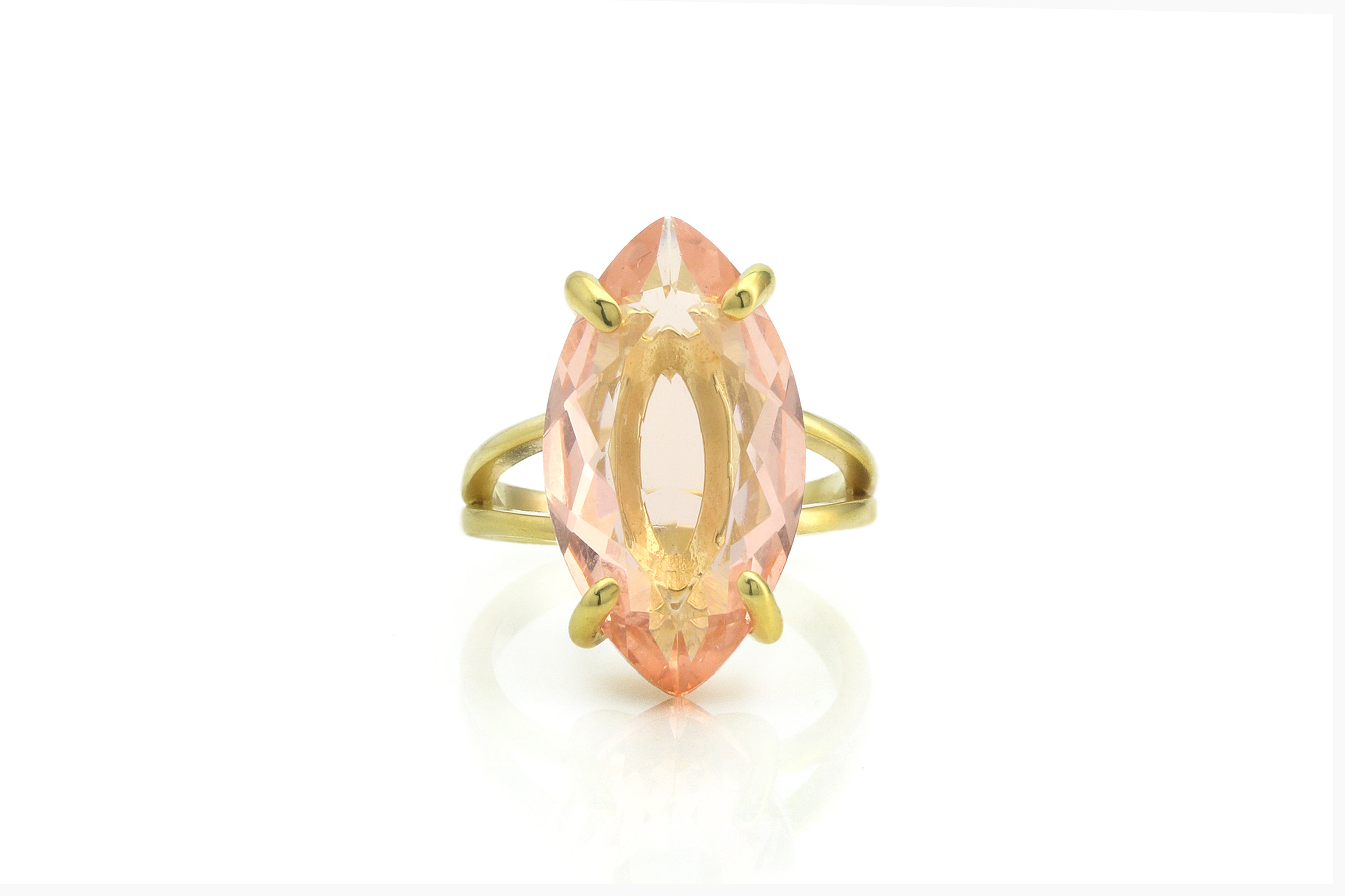 Marquise Lustrous Morganite Gold Ring Rings Anemone Jewelry