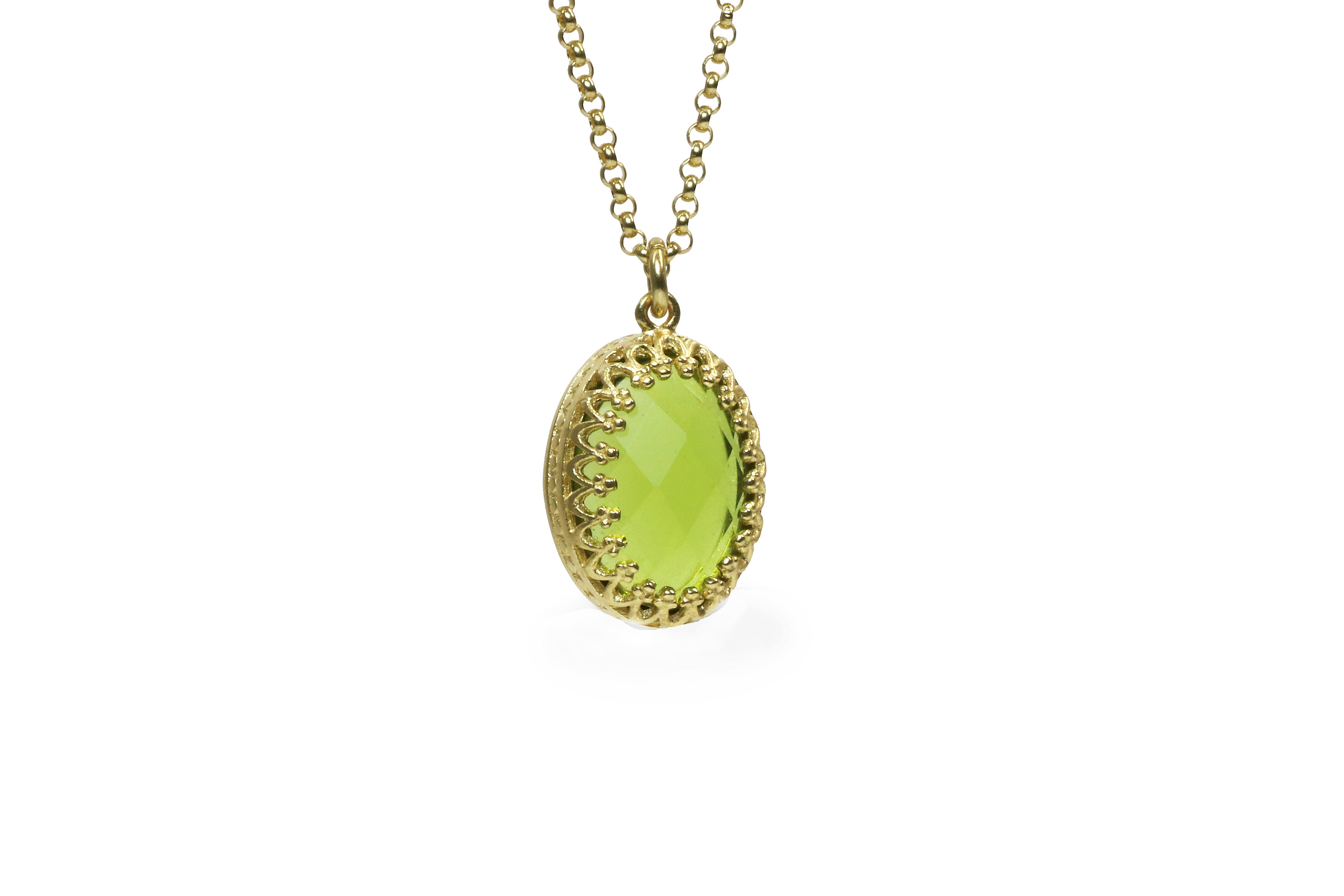 Artisan Oval Peridot Necklace in 14k Gold Filled necklaces Anemone Jewelry