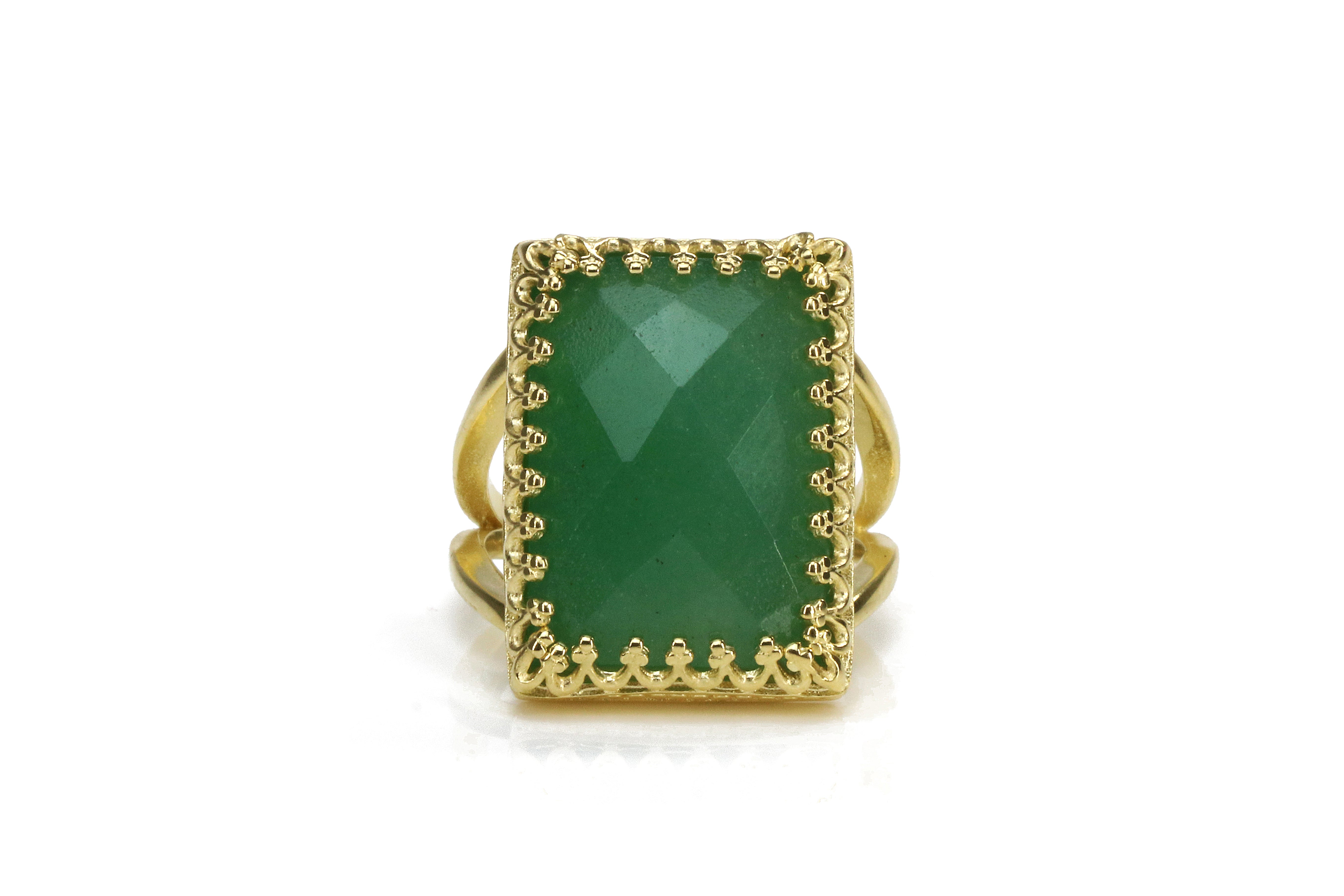 Rectangular Aventurine Ring in 14k Gold-filled Band Rings Anemone Jewelry