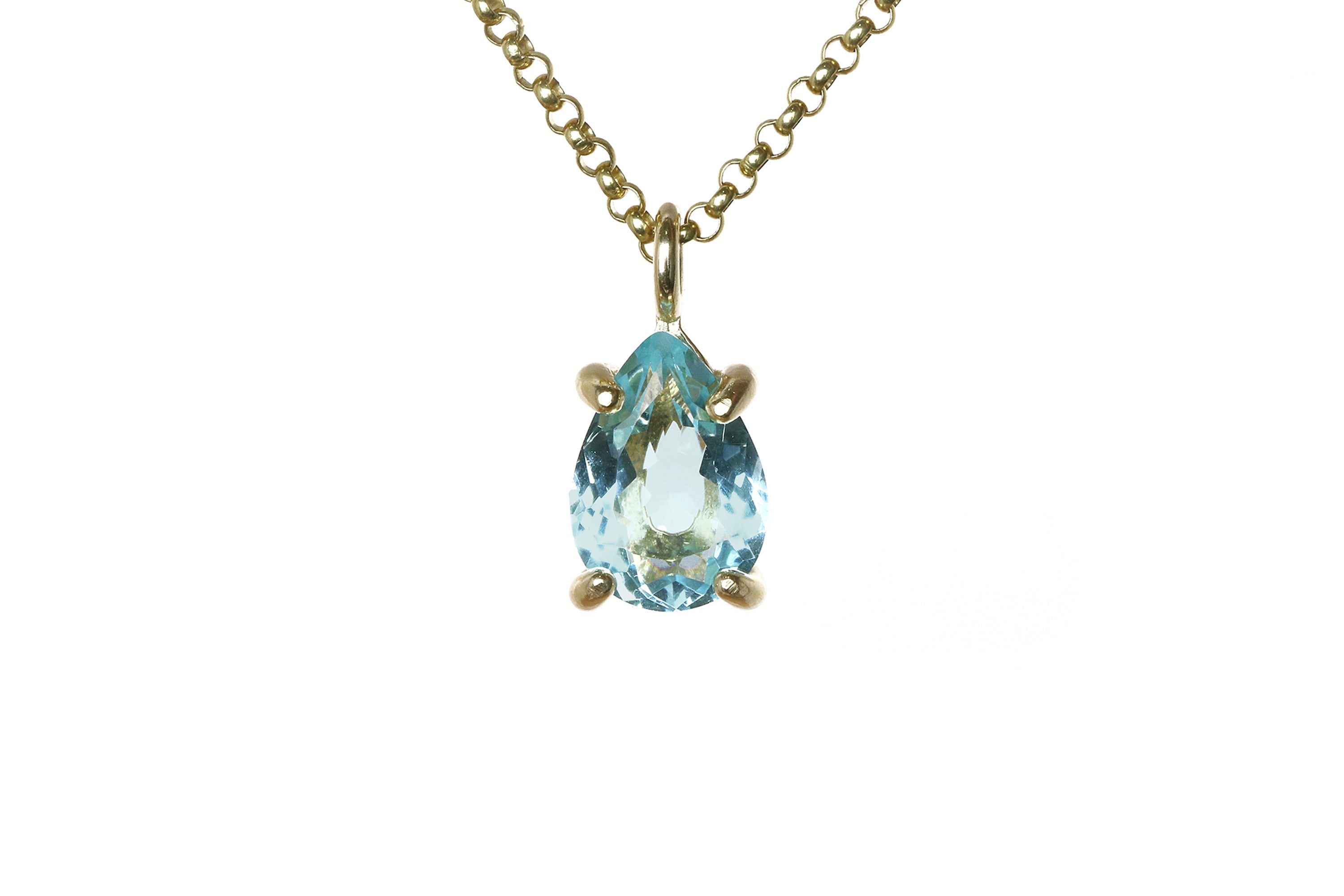 Radiant Blue Topaz Gold Necklace necklaces Anemone Unique