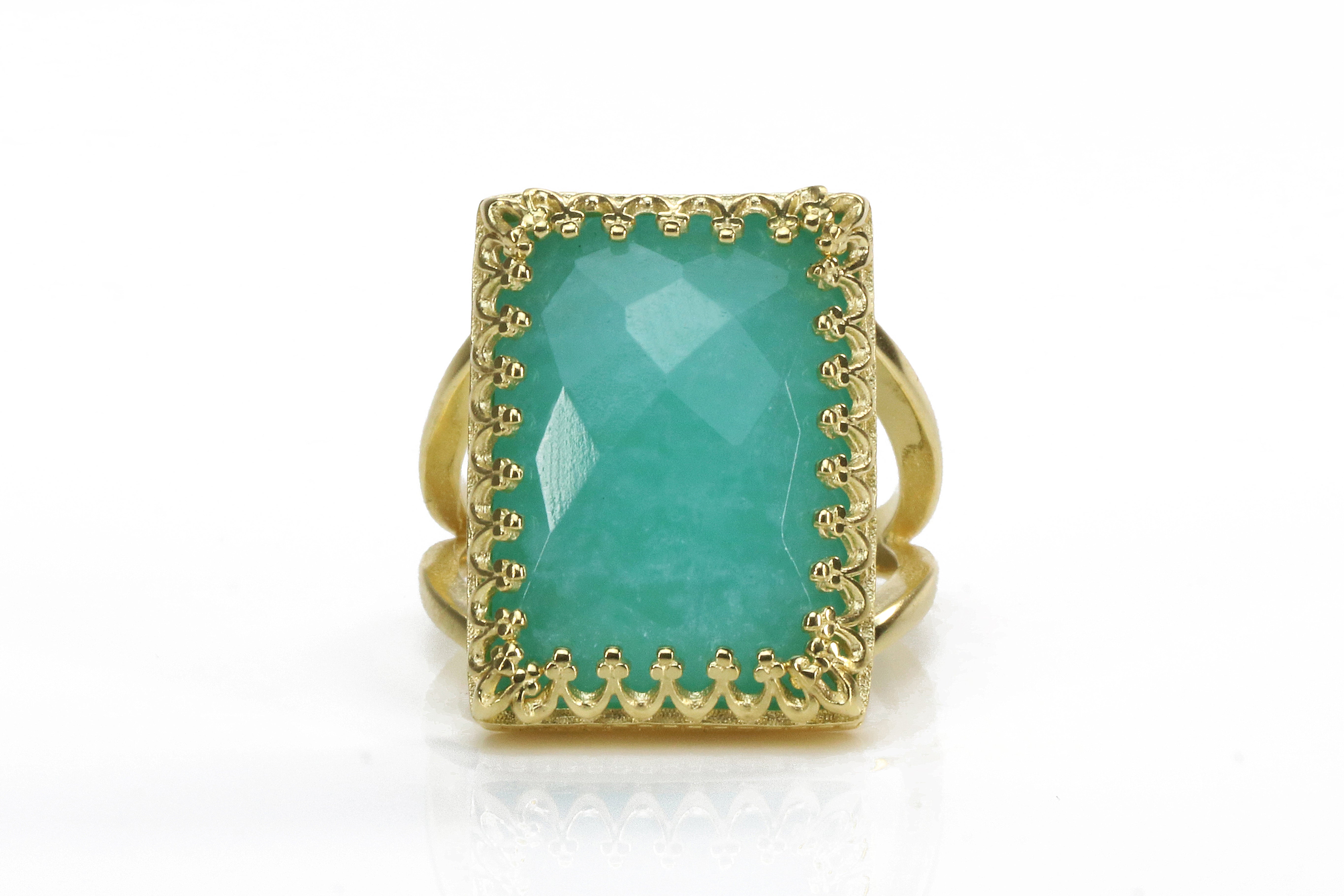 Exquisite Amazonite Ring with 14K Gold-filled Ring Band Rings Anemone Jewelry