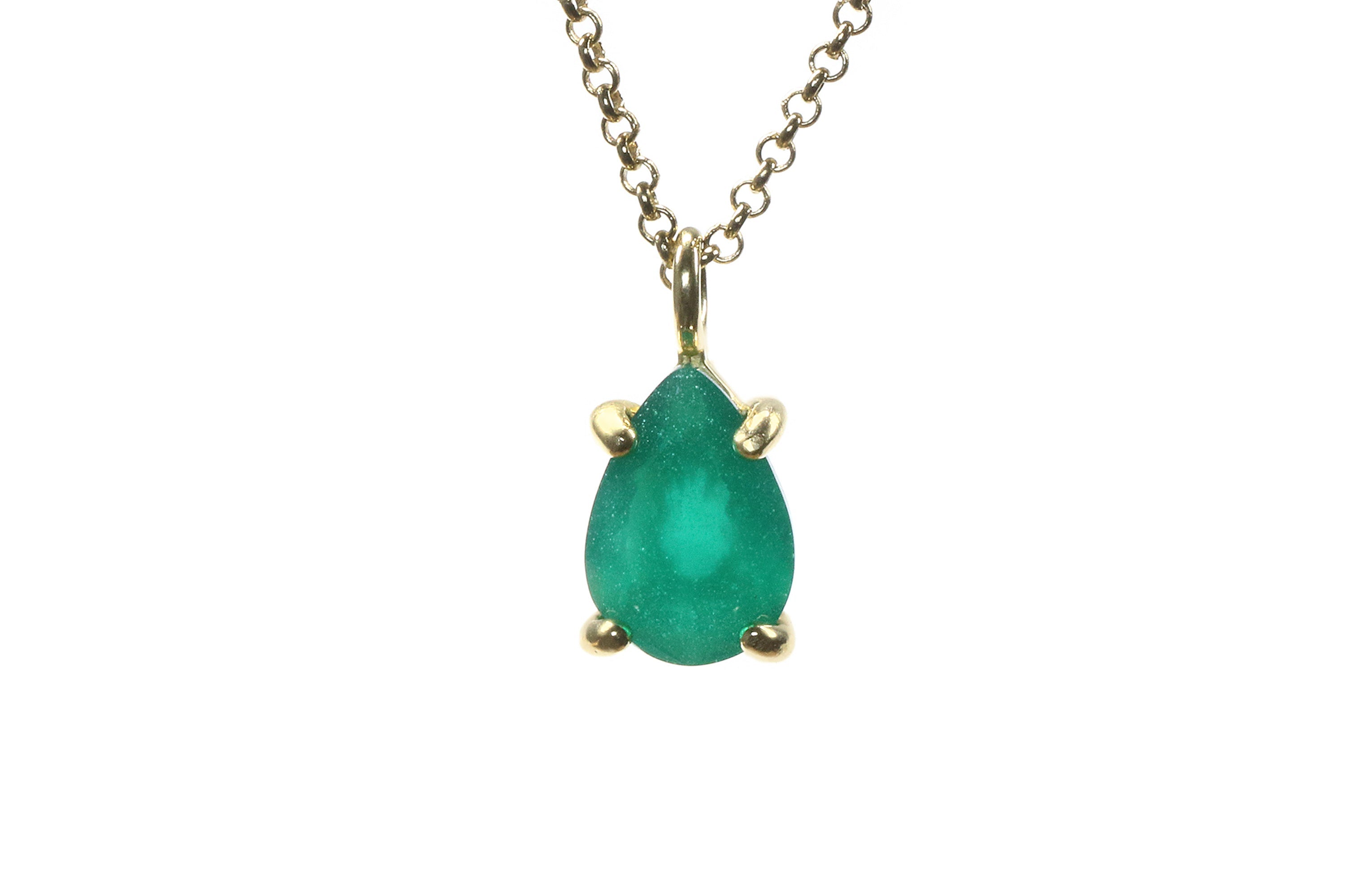 Delicate Pear Green Onyx Gold Necklace necklaces Anemone Unique
