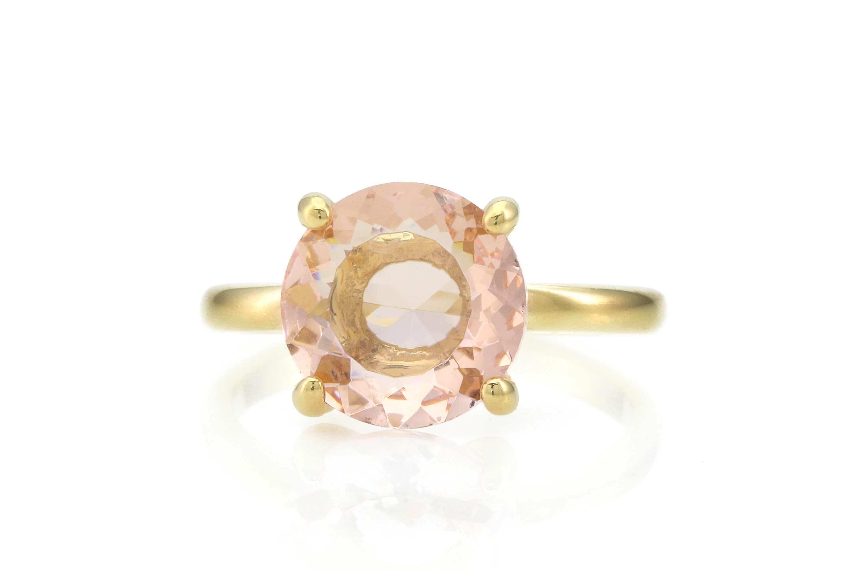 Round Crystal Morganite Gold Ring Rings Anemone Unique