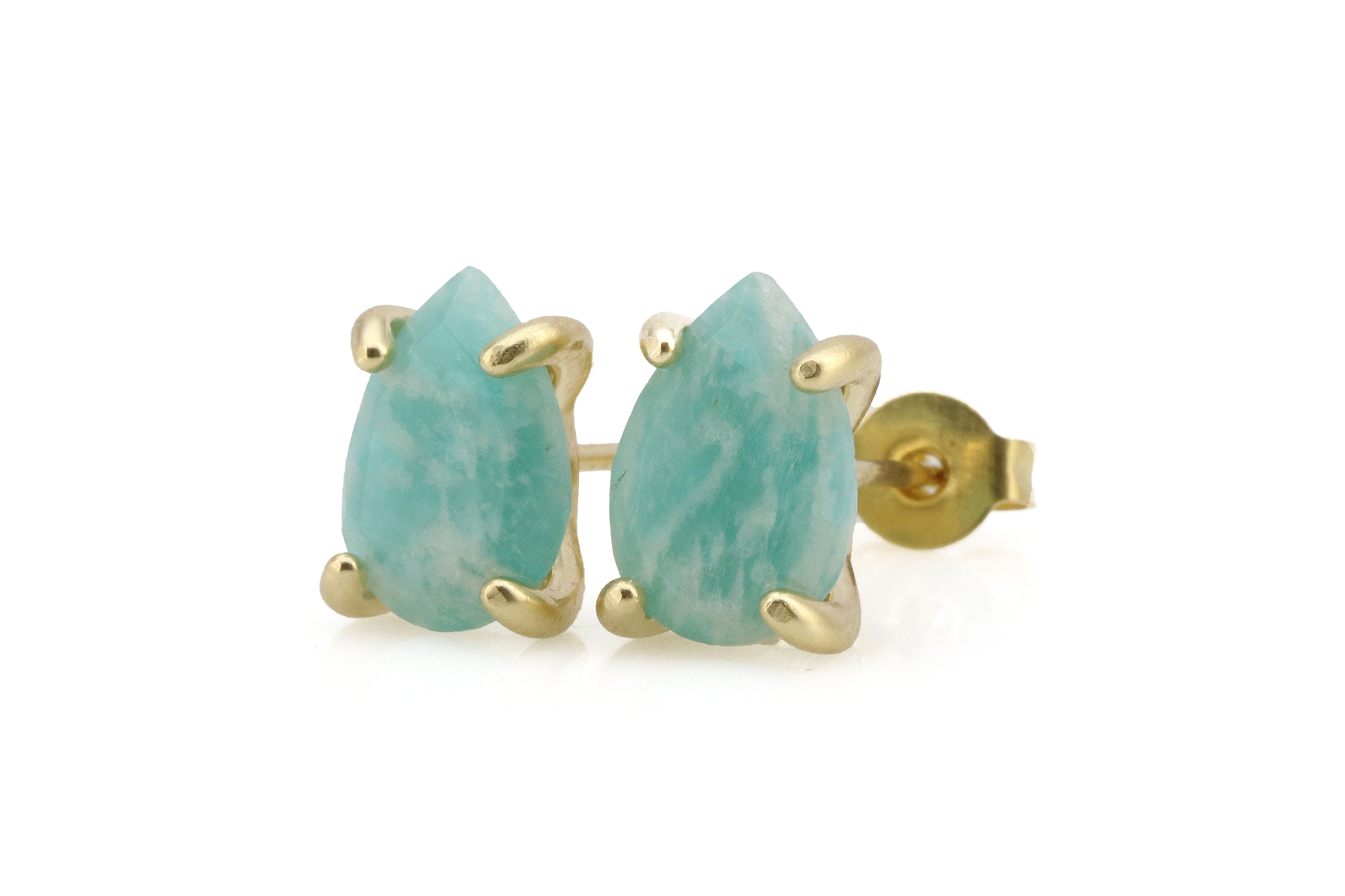 Chic Stud Amazonite Earrings in Gold Earrings Anemone Unique