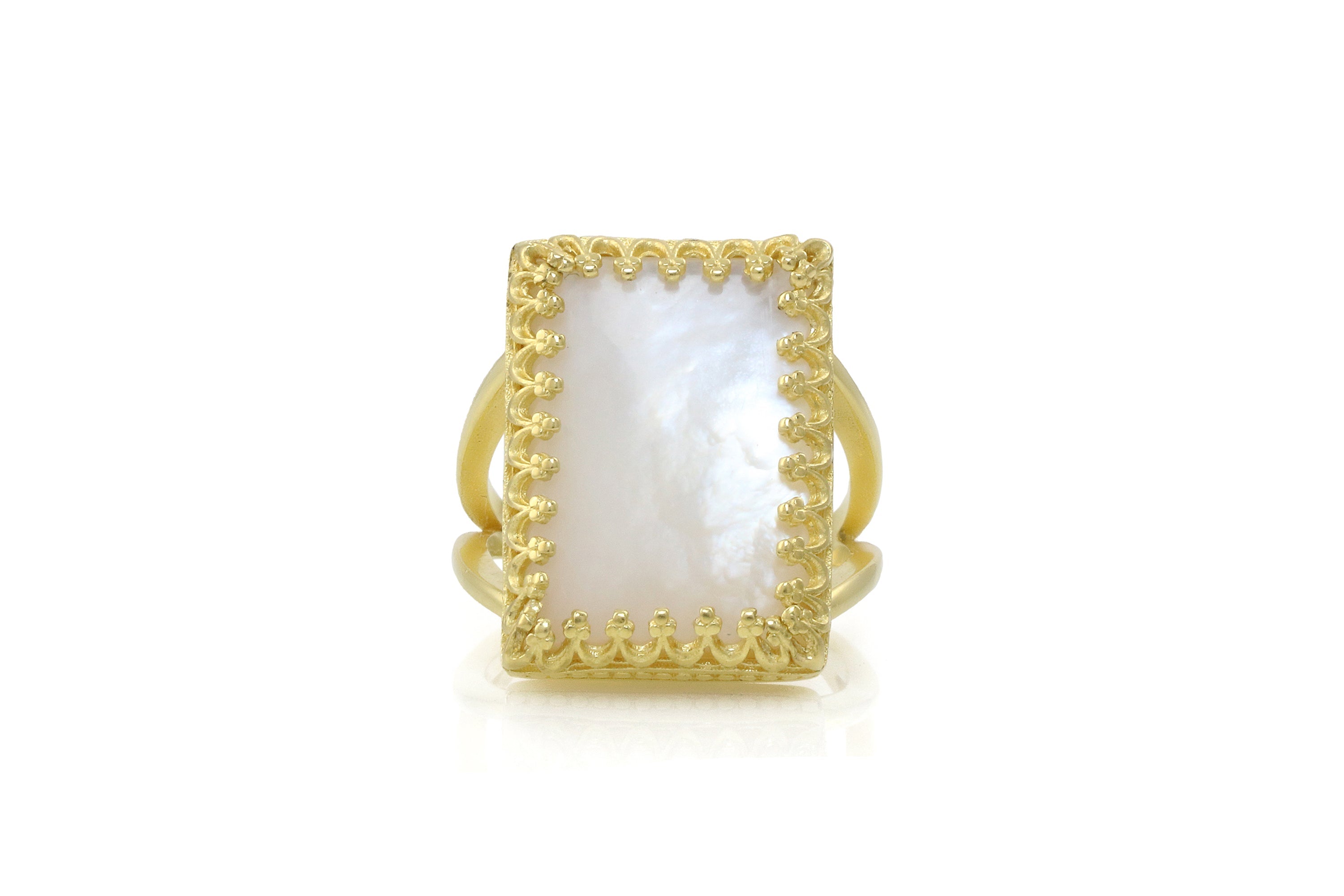 Remarkable Mother of Pearl Ring in Gold Rings Anemone Jewelry