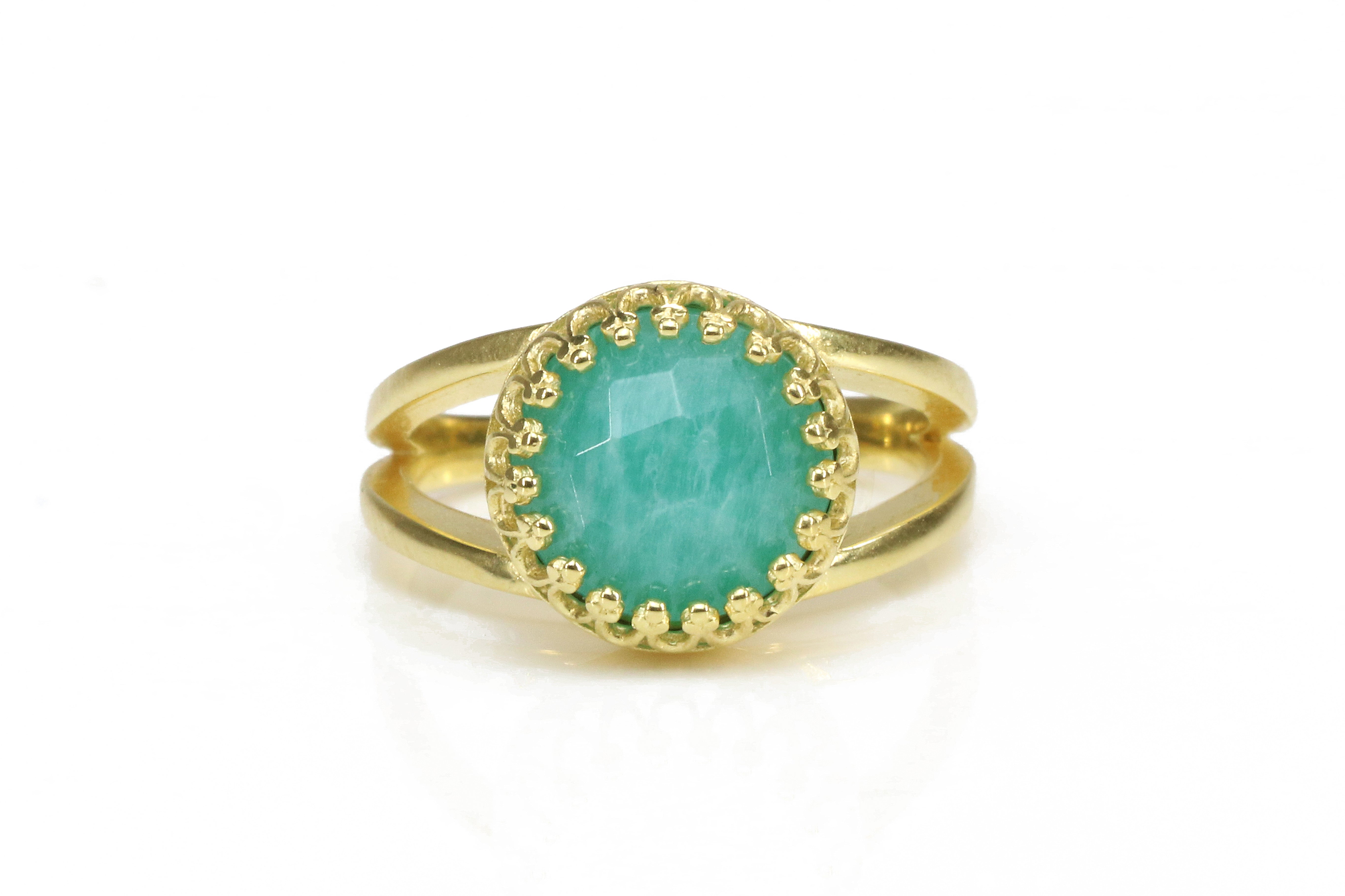 Exquisite Round Amazonite in 14K Gold-filled Ring Rings Anemone Jewelry