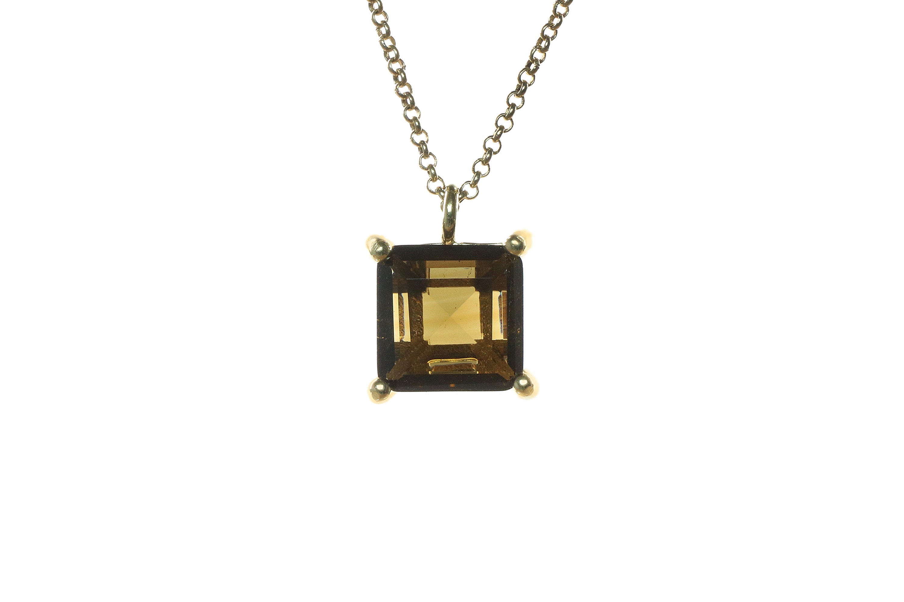 Stylish Natural Smoky Quartz Necklace in Gold necklaces Anemone Unique