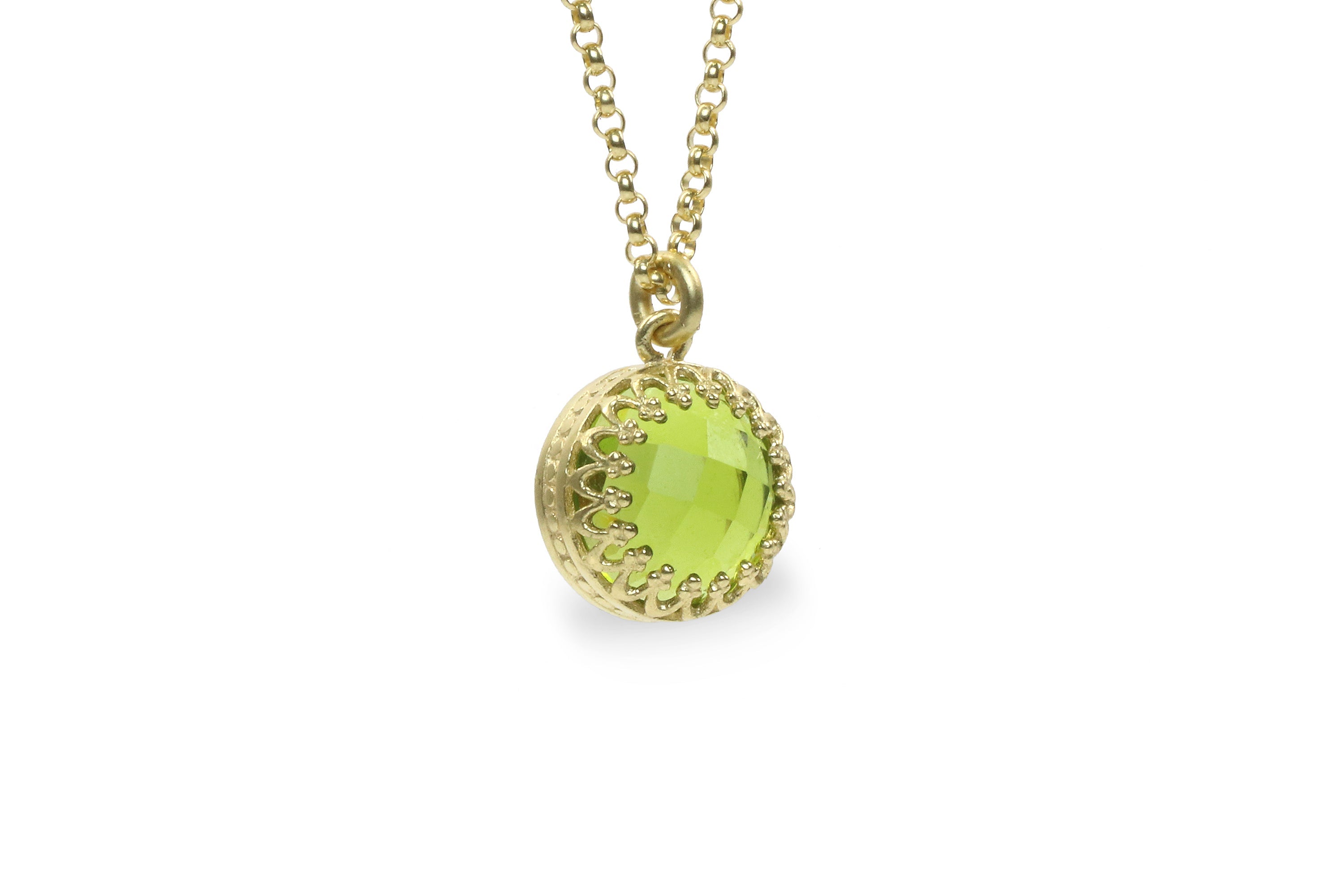 Round Cut Peridot Pendant Gold Necklace necklaces Anemone Jewelry
