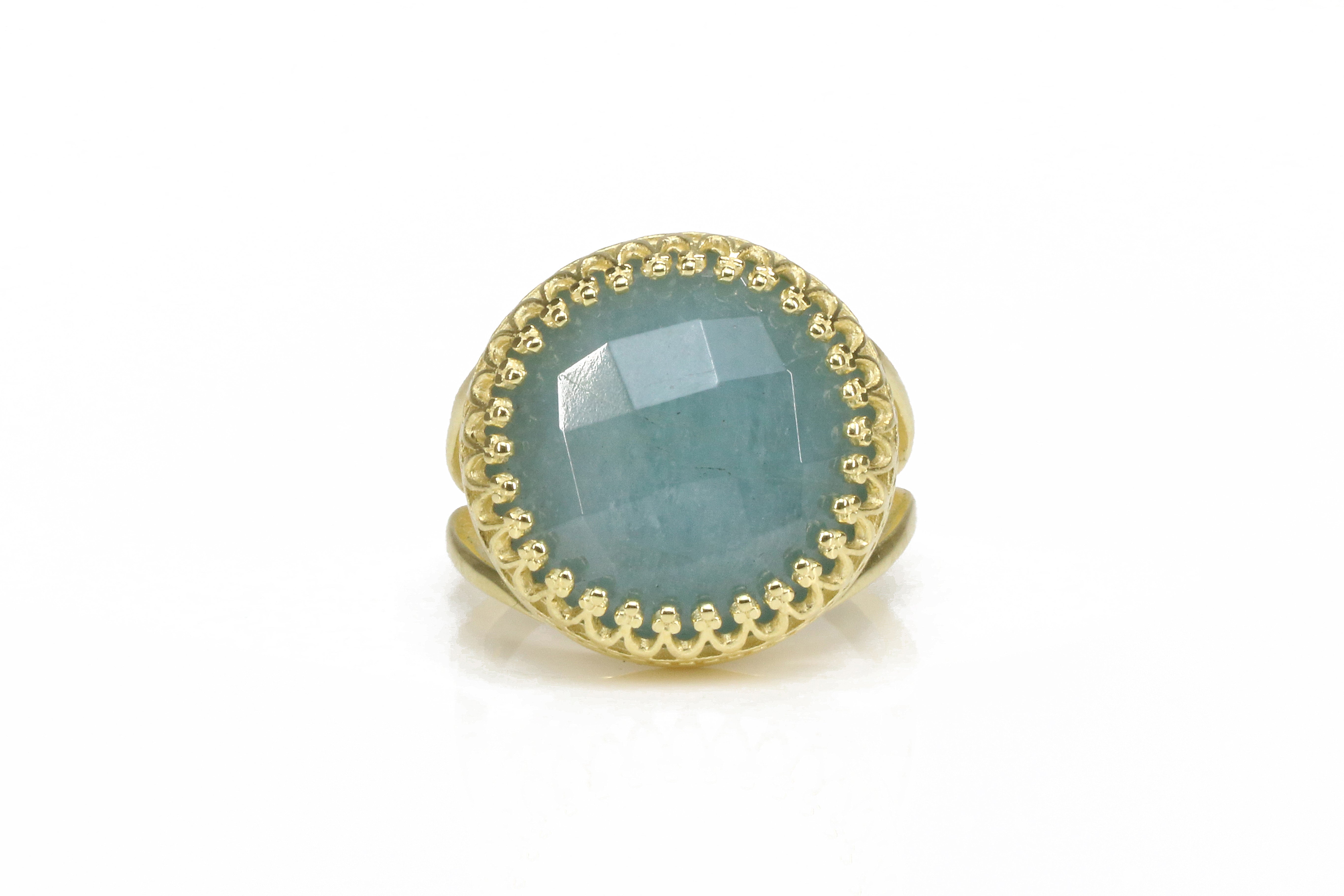 Intricate Aquamarine Ring with 14k Gold-filled Band Rings Anemone Jewelry