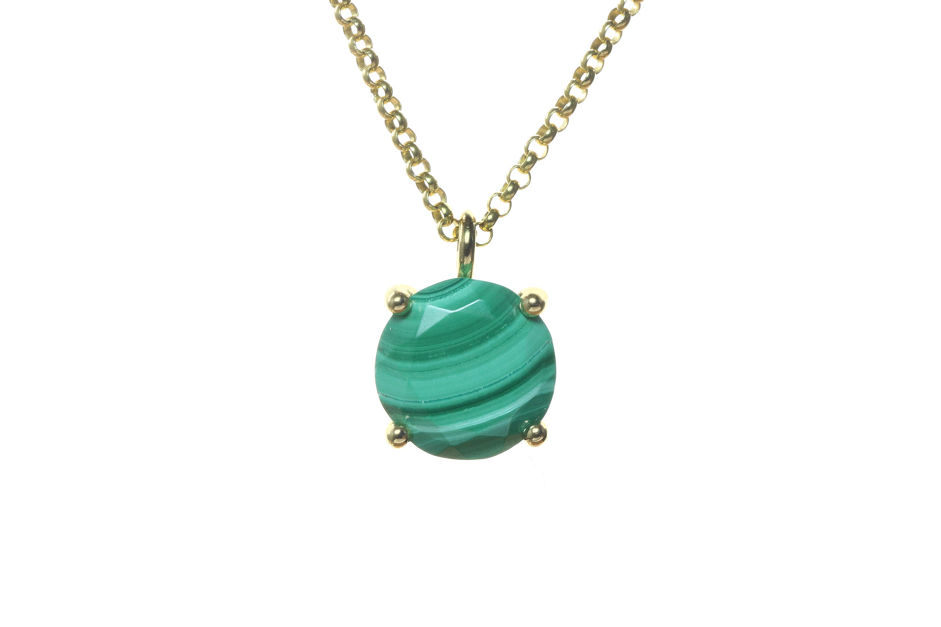 Vibrant Malachite Pendant Necklace in Gold necklaces Anemone Unique