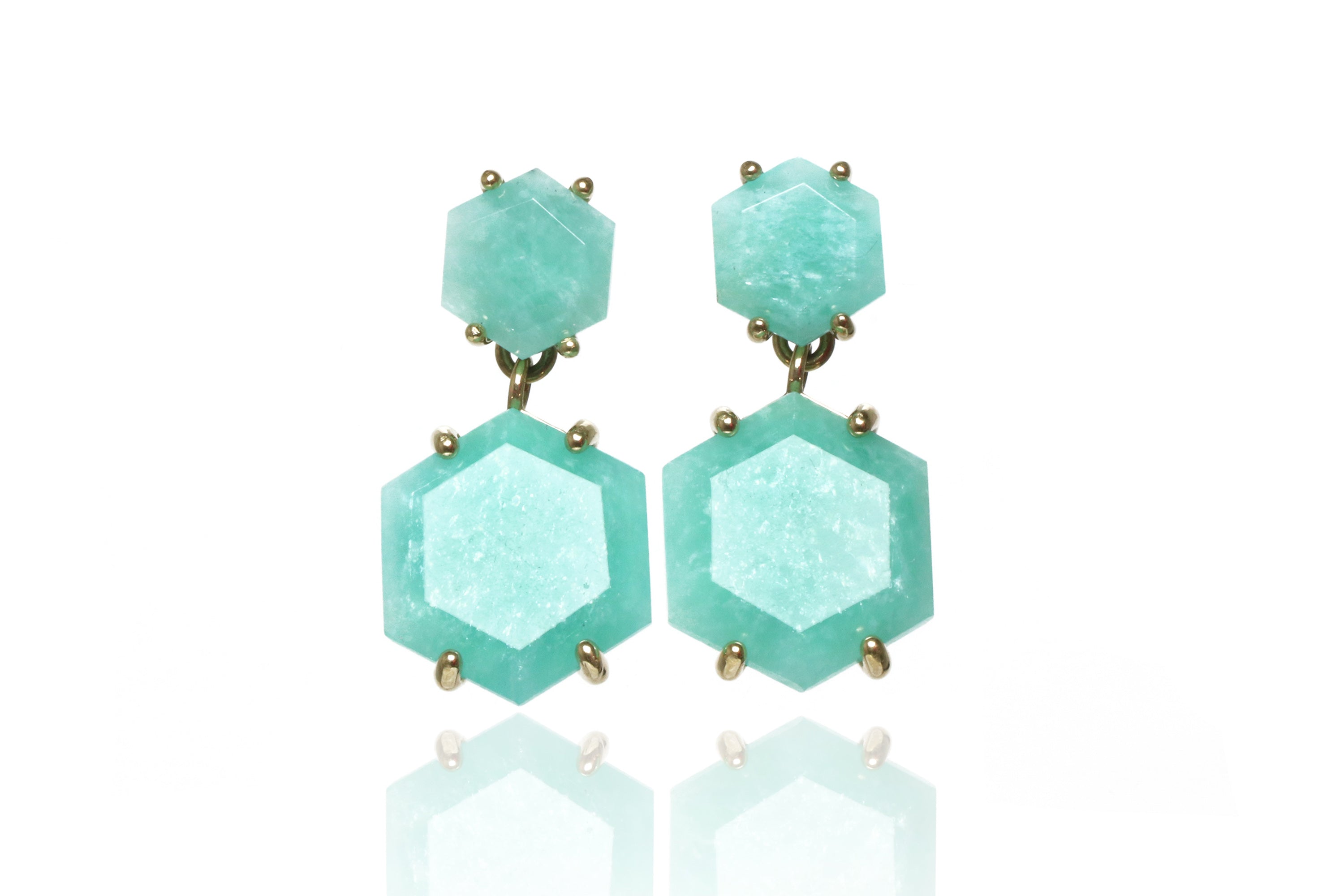 Artisan Amazonite Gold Earrings Earrings Anemone Jewelry