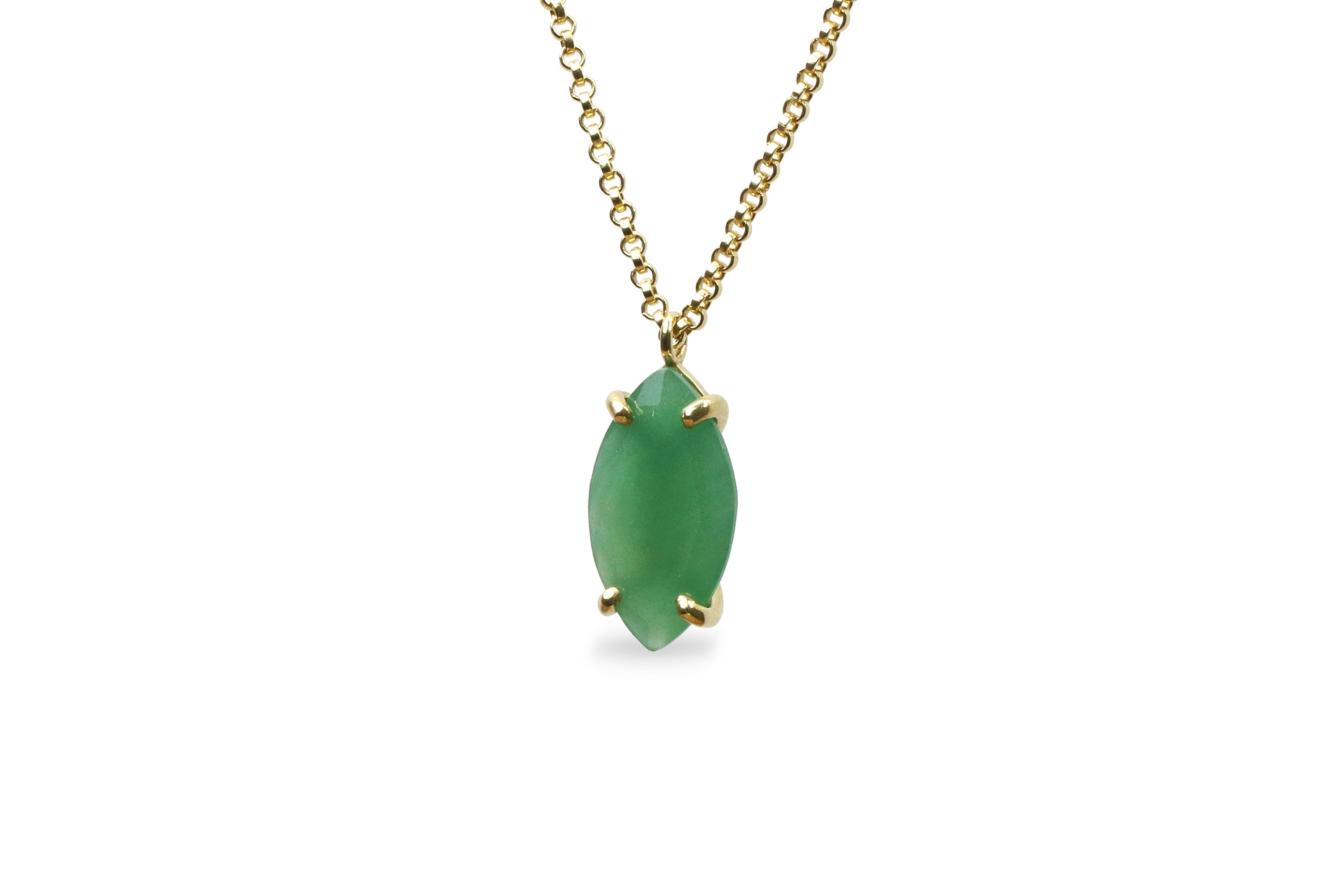 Green Aventurine Custom Marquise Solitaire Necklace necklaces Anemone Jewelry