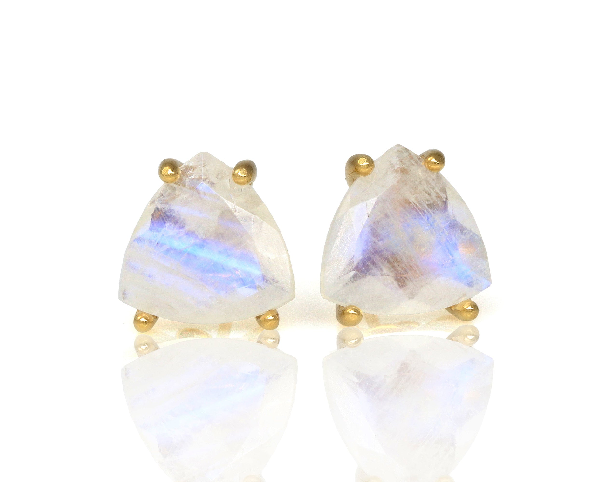 Natural Moonstone Earrings in 14k Gold Stud Earrings Anemone Unique