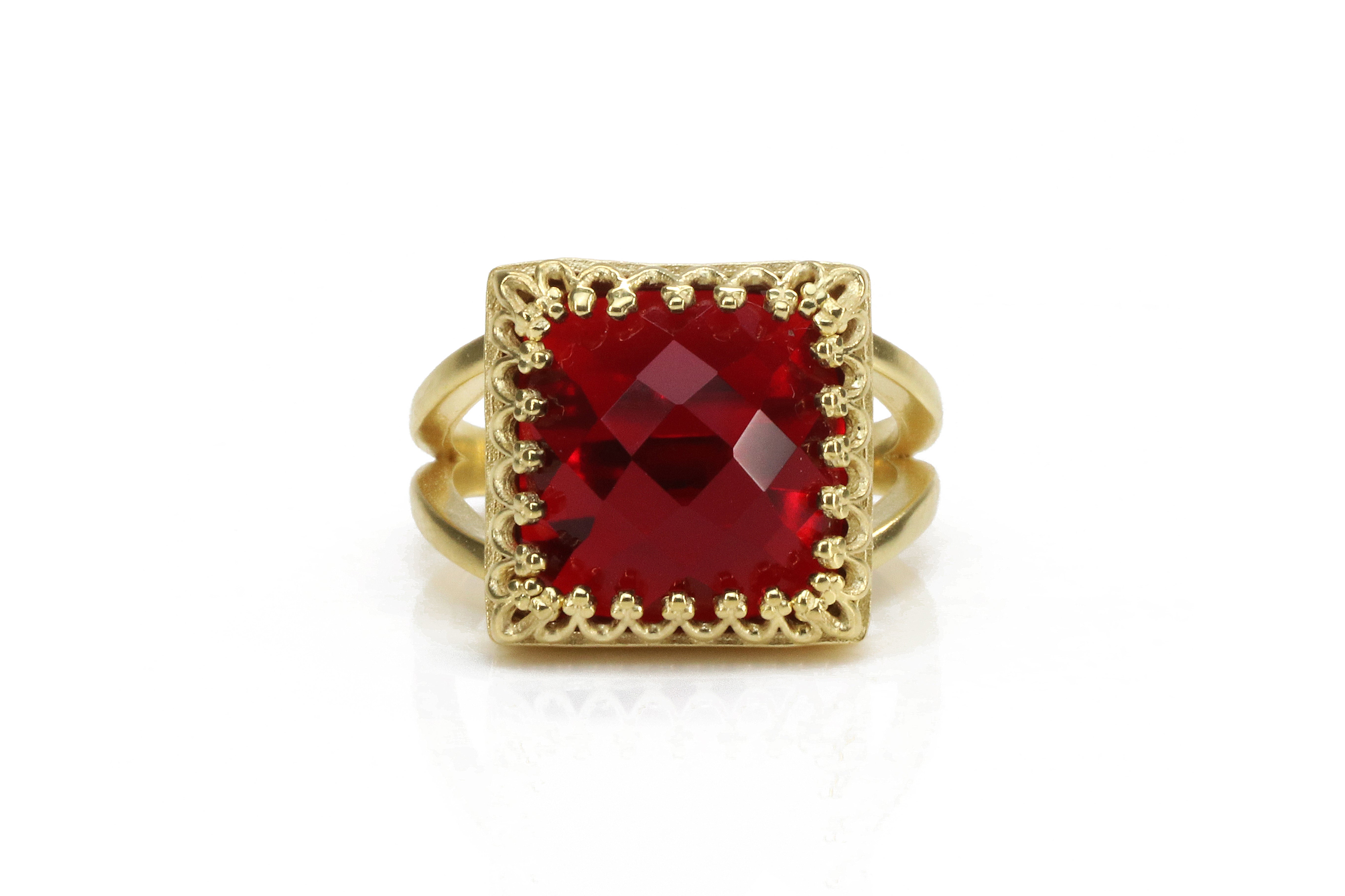 Bold Custom Garnet Gold Filled Rings for Women Rings Anemone Jewelry