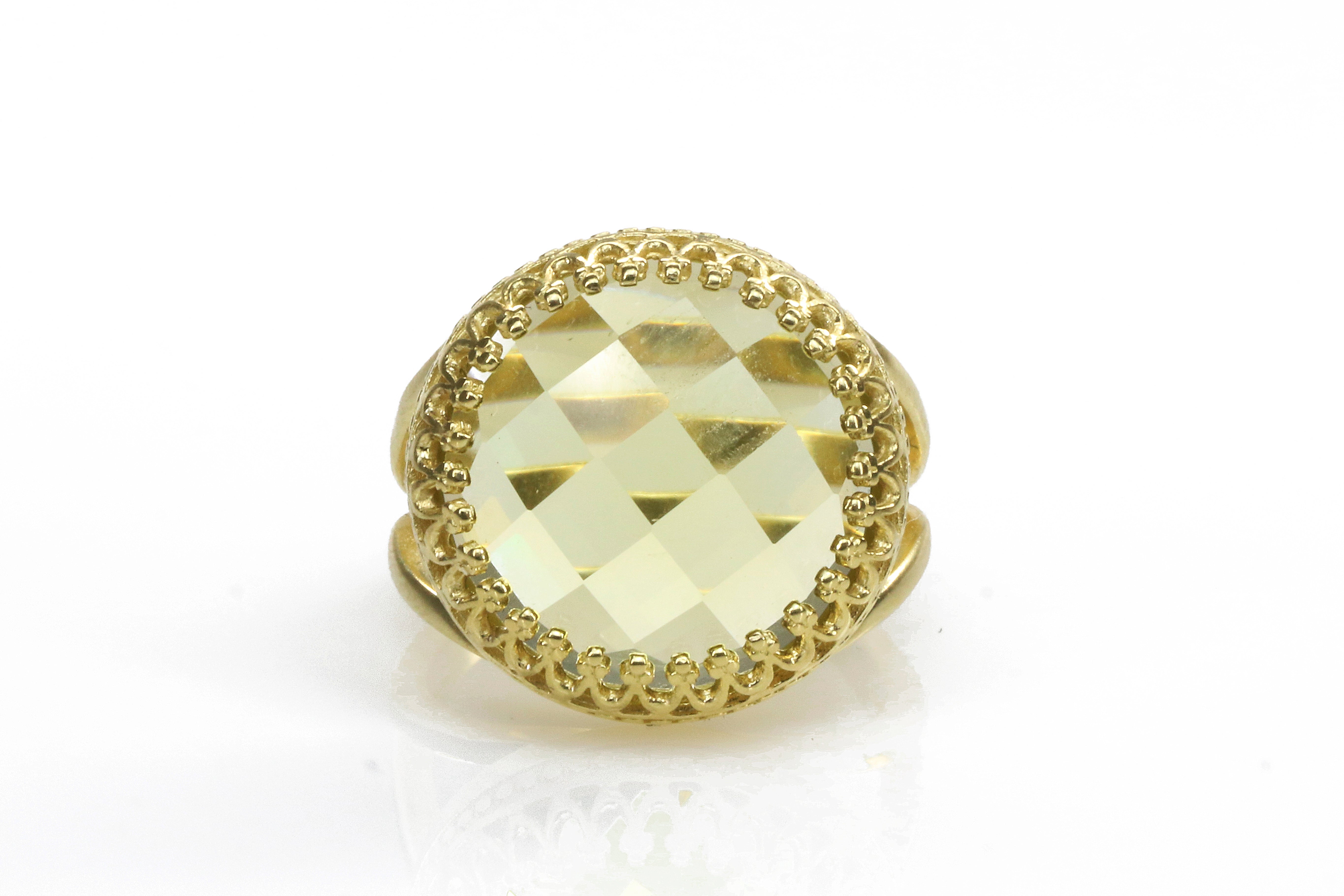 Faceted Lemon Quartz Victorian 14k Gold Filled Ring Rings Anemone Jewelry