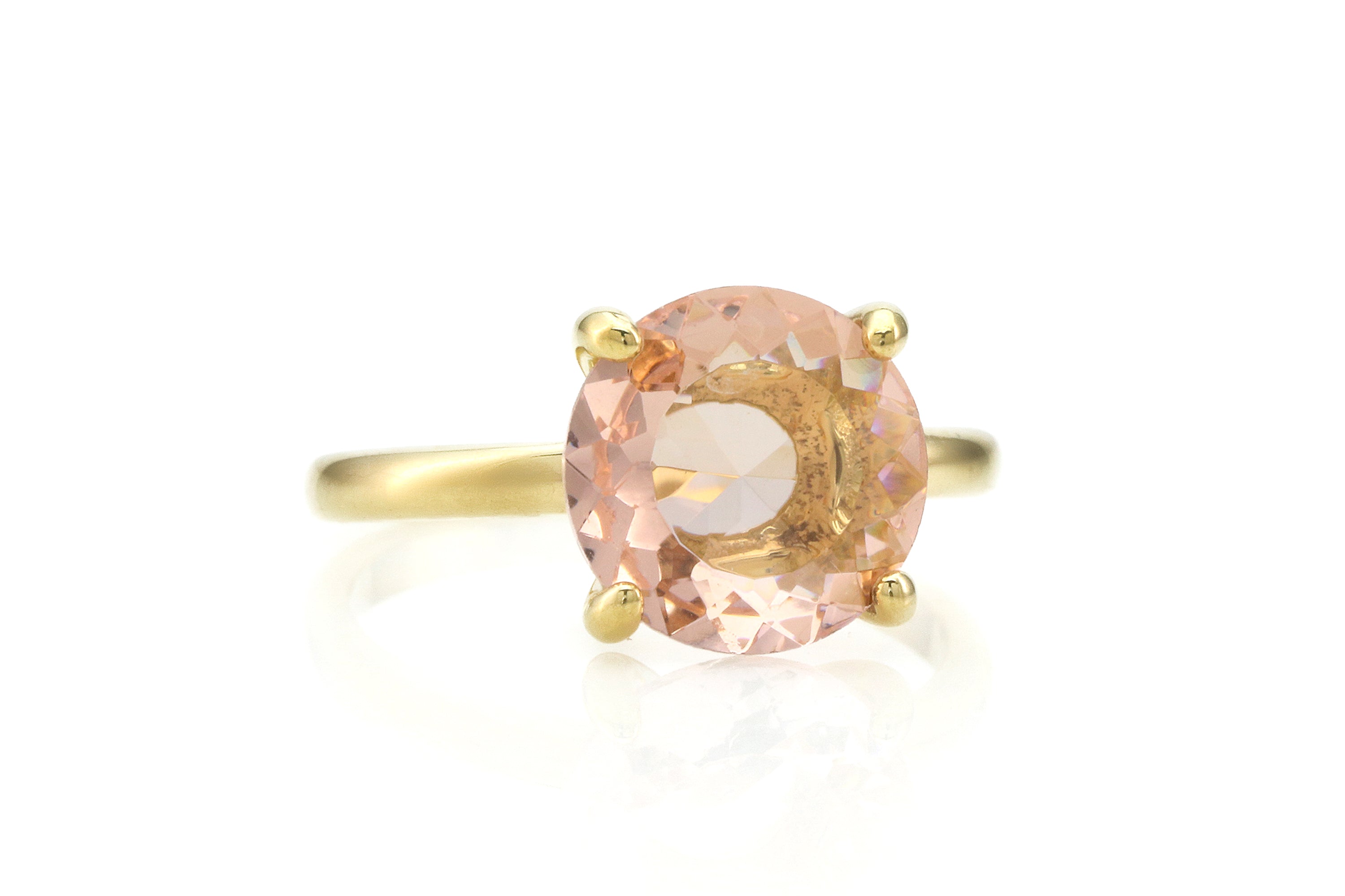 Round Crystal Morganite Gold Ring Rings Anemone Unique