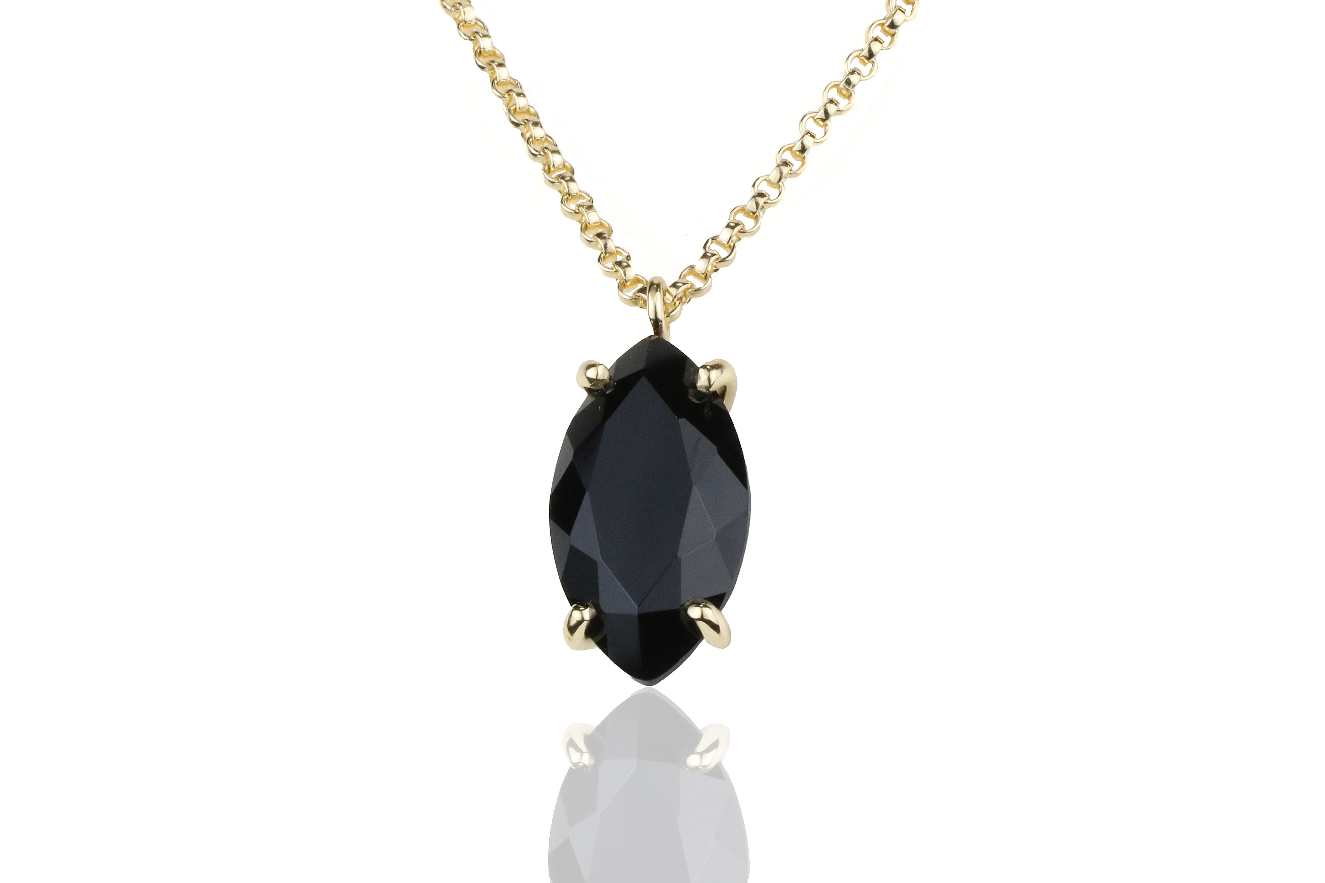 Marquise Black Onyx Necklace in 14k Gold Filled necklaces Anemone Jewelry