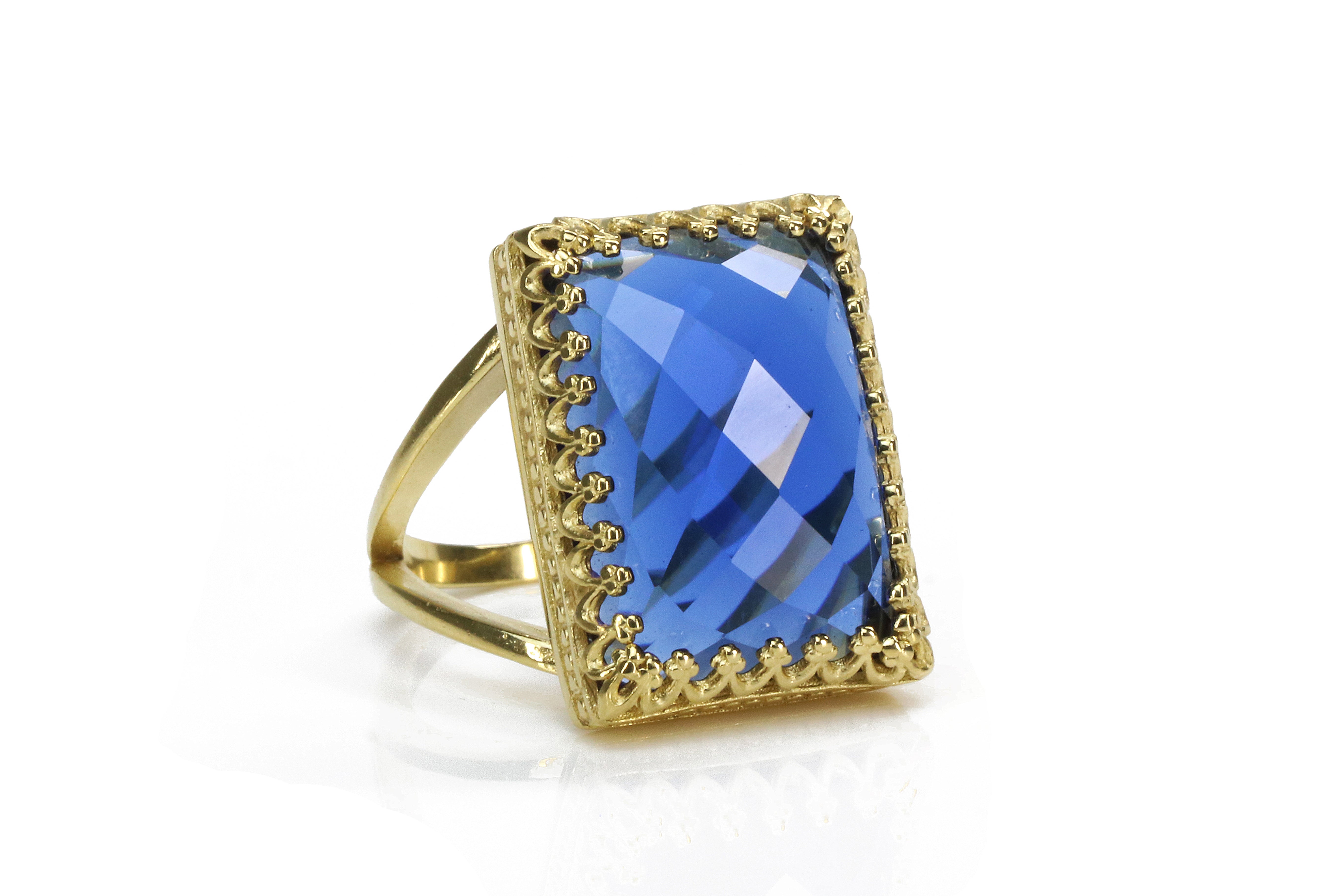 Faceted Lab Created Sapphire Jewelry Gold Filled Ring Rings Anemone Jewelry