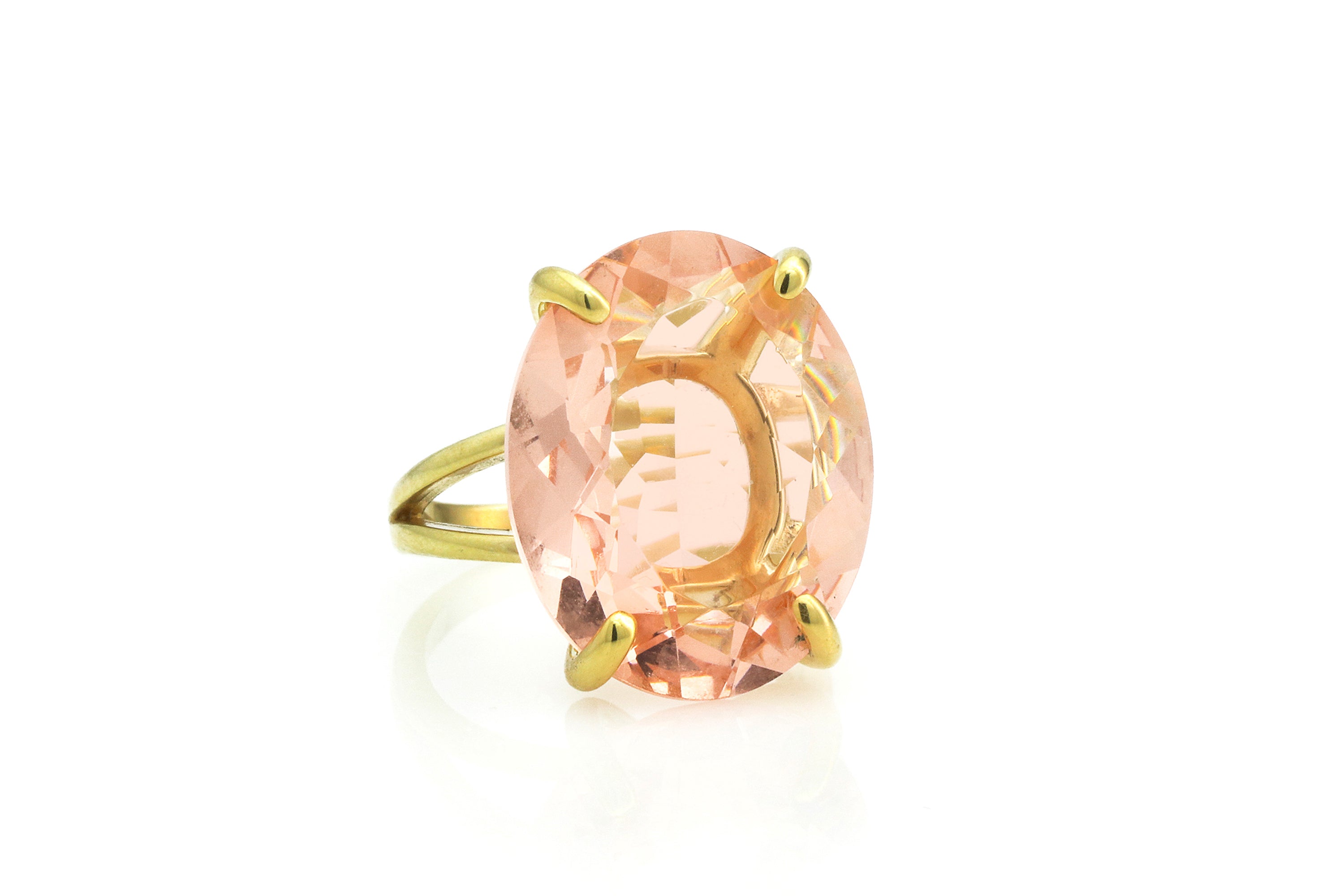 Oval Morganite Gemstone 14k Gold Ring Rings Anemone Jewelry