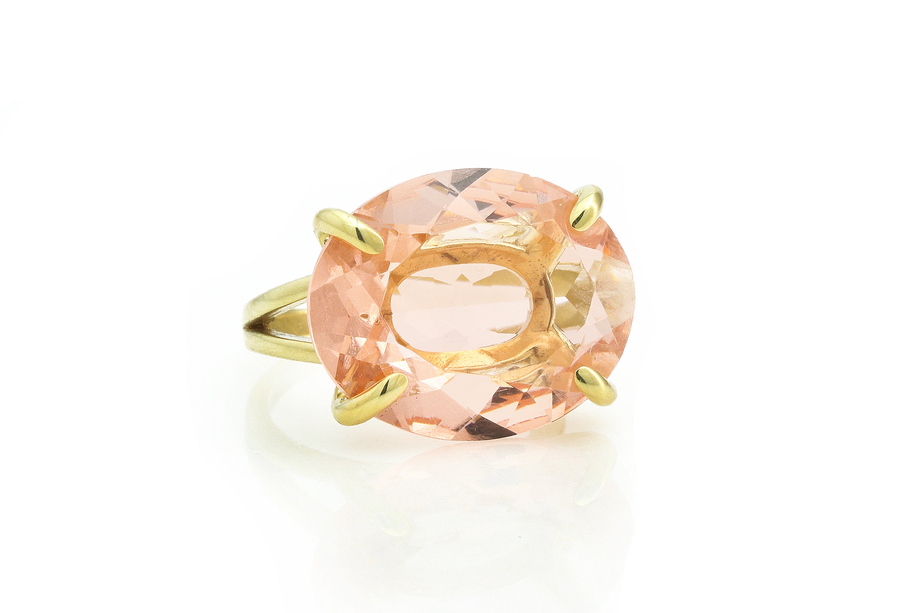 Amazing Peach Morganite Stone Gold Ring Rings Anemone Jewelry