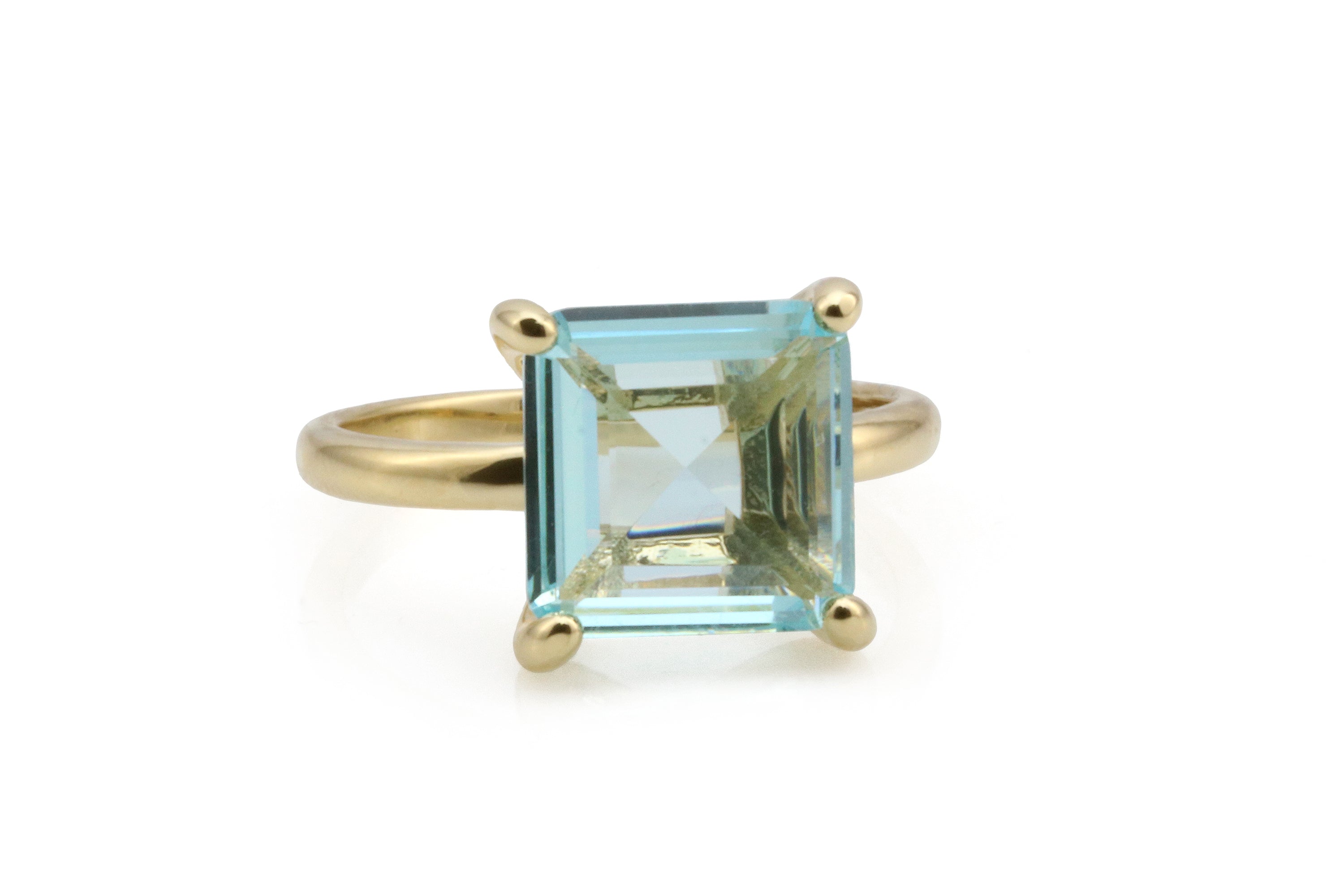 Gold Artisan Square Blue Topaz Ring Rings Anemone Unique