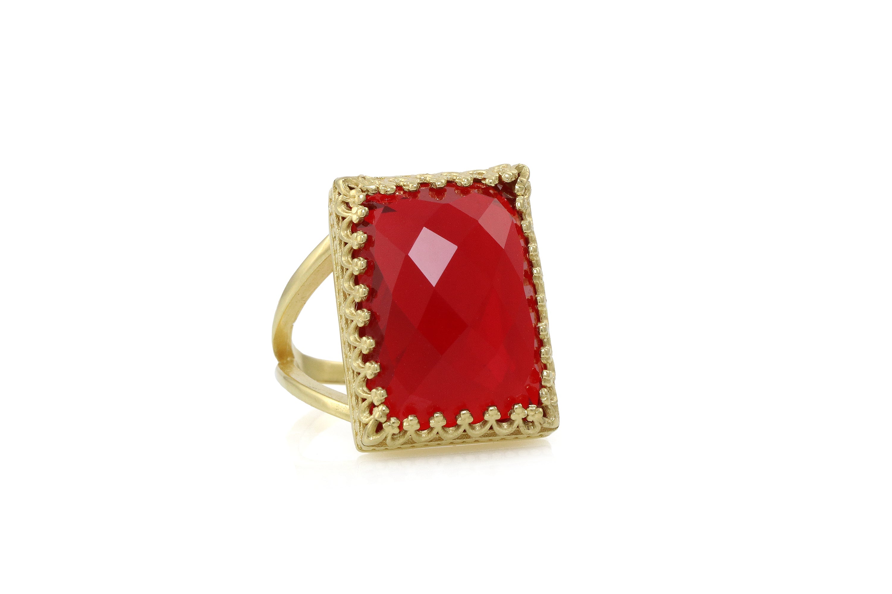Fine Rectangle Ruby Ring in Gold Rings Anemone Jewelry