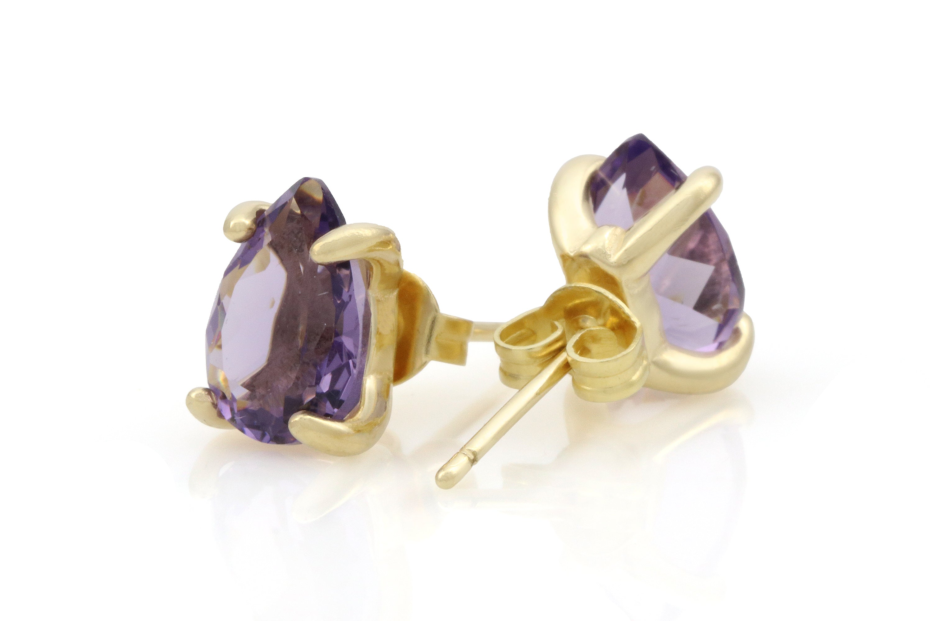 Chic Gold Pear Cut Amethyst Earrings Earrings Anemone Unique