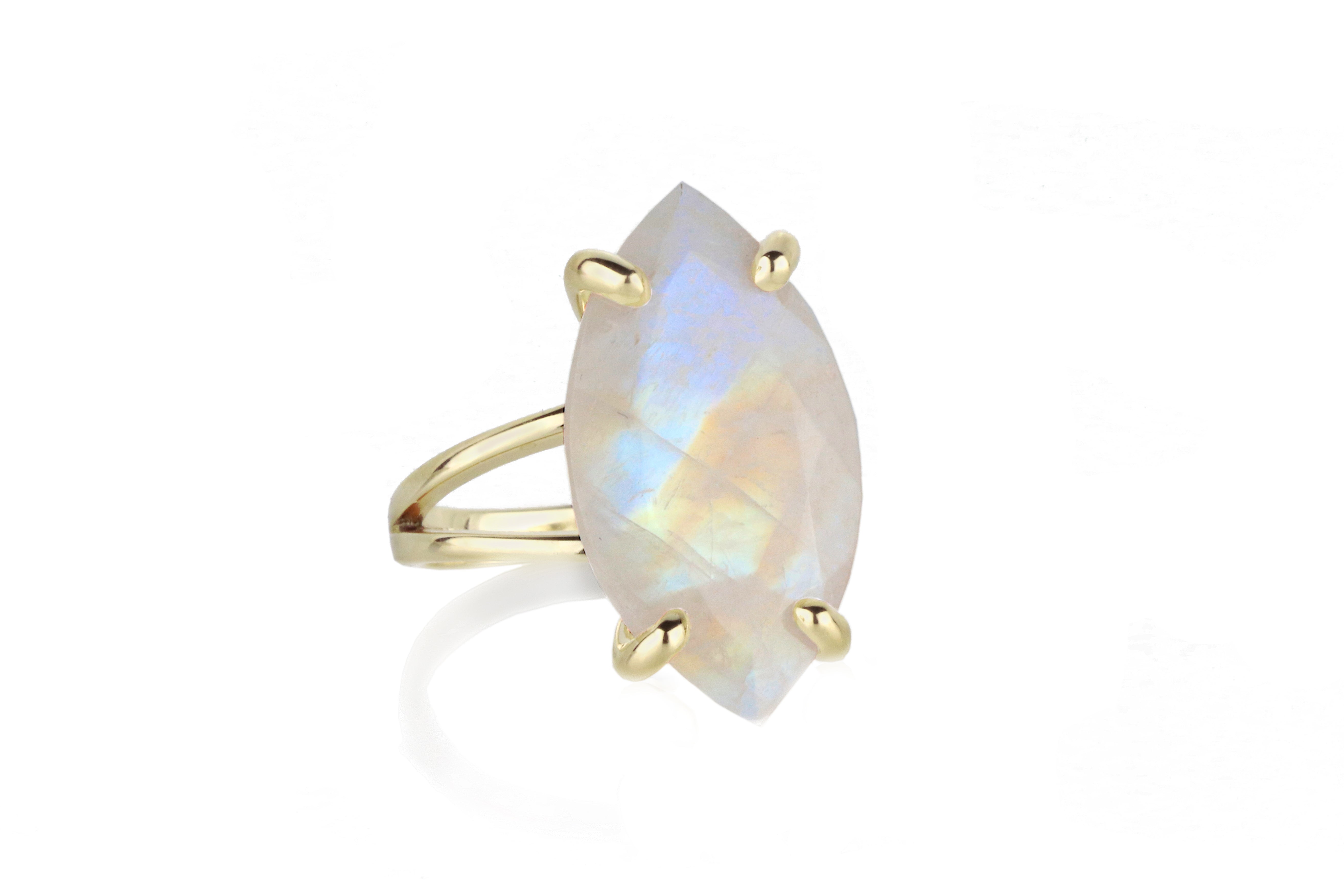 Marquise Moonstone Rings in 14k Gold Rings Anemone Jewelry