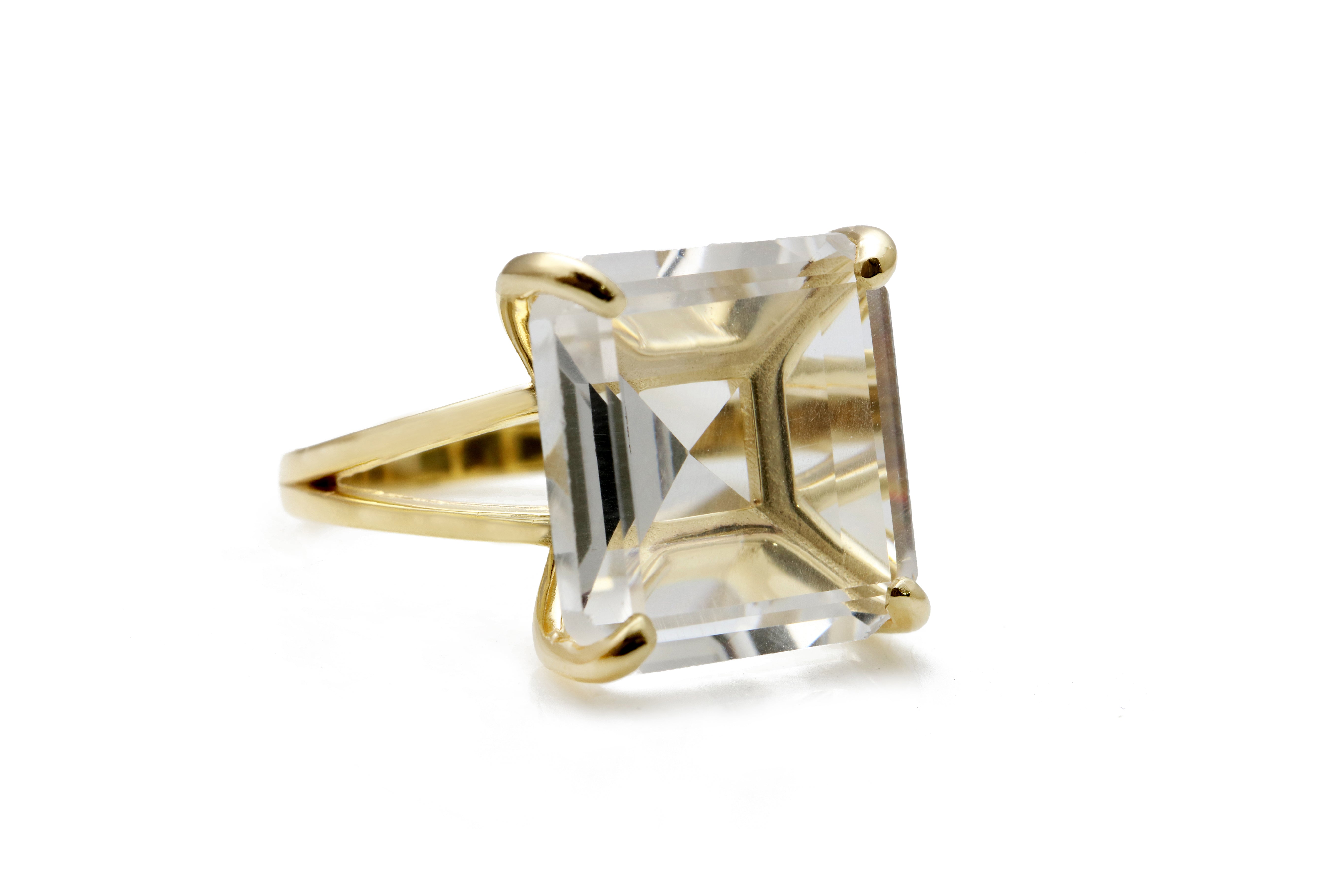 Rose Gold Crystal Quartz Ring Rings Anemone Jewelry