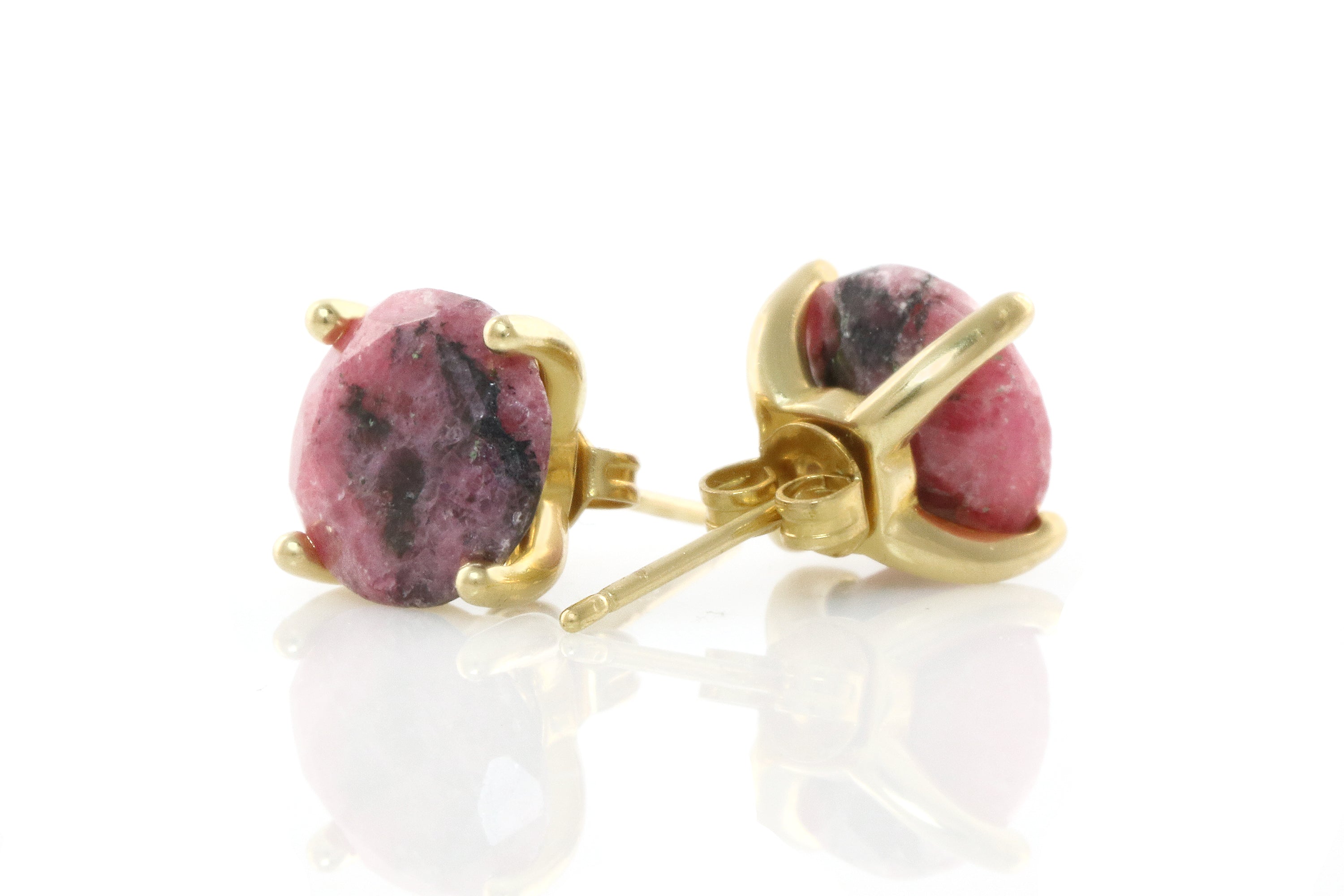 Rosy Rhodonite Stone Gold Earrings Earrings Anemone Unique