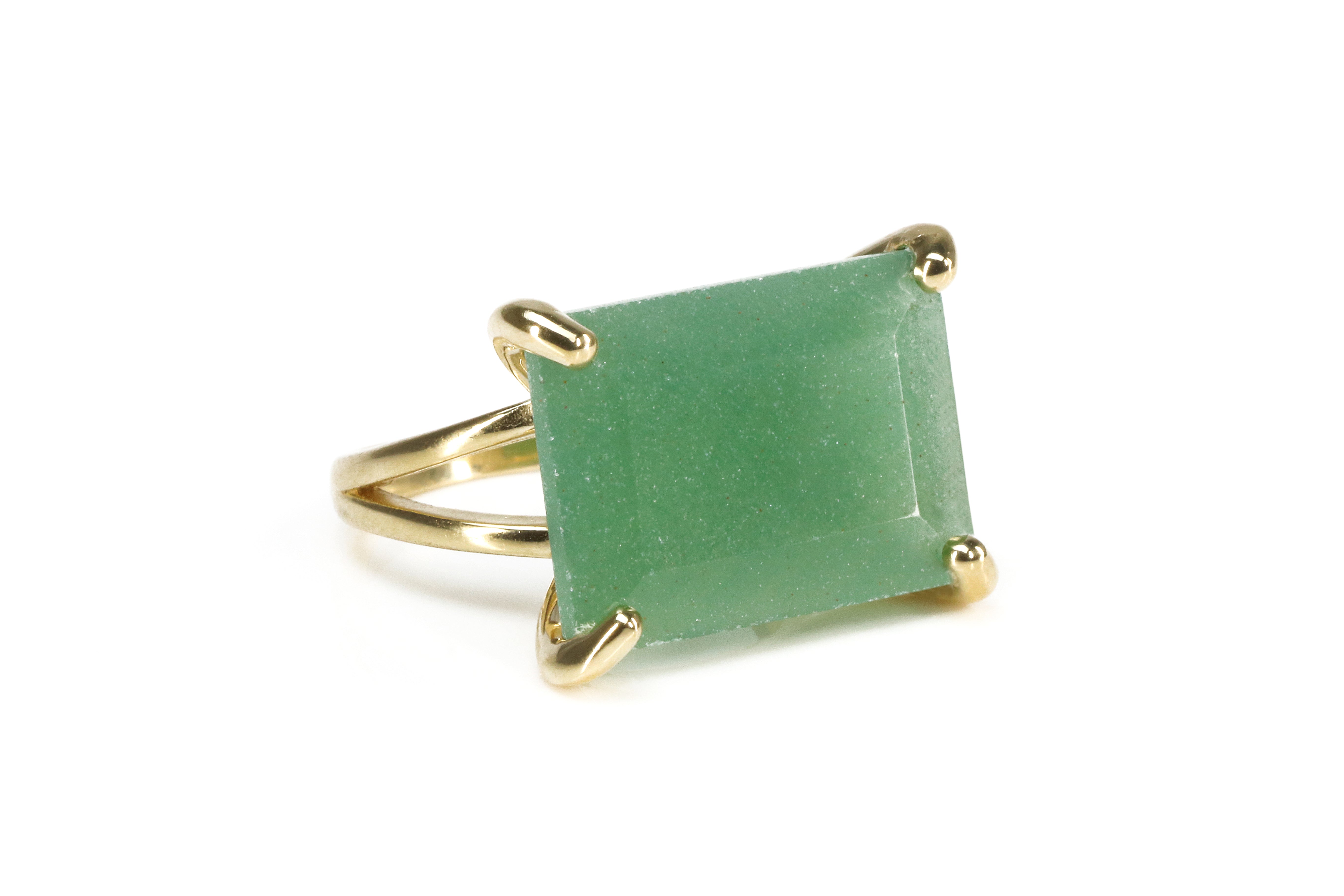 Rectangle Cut Aventurine Ring in 925 Silver Rings Anemone Jewelry