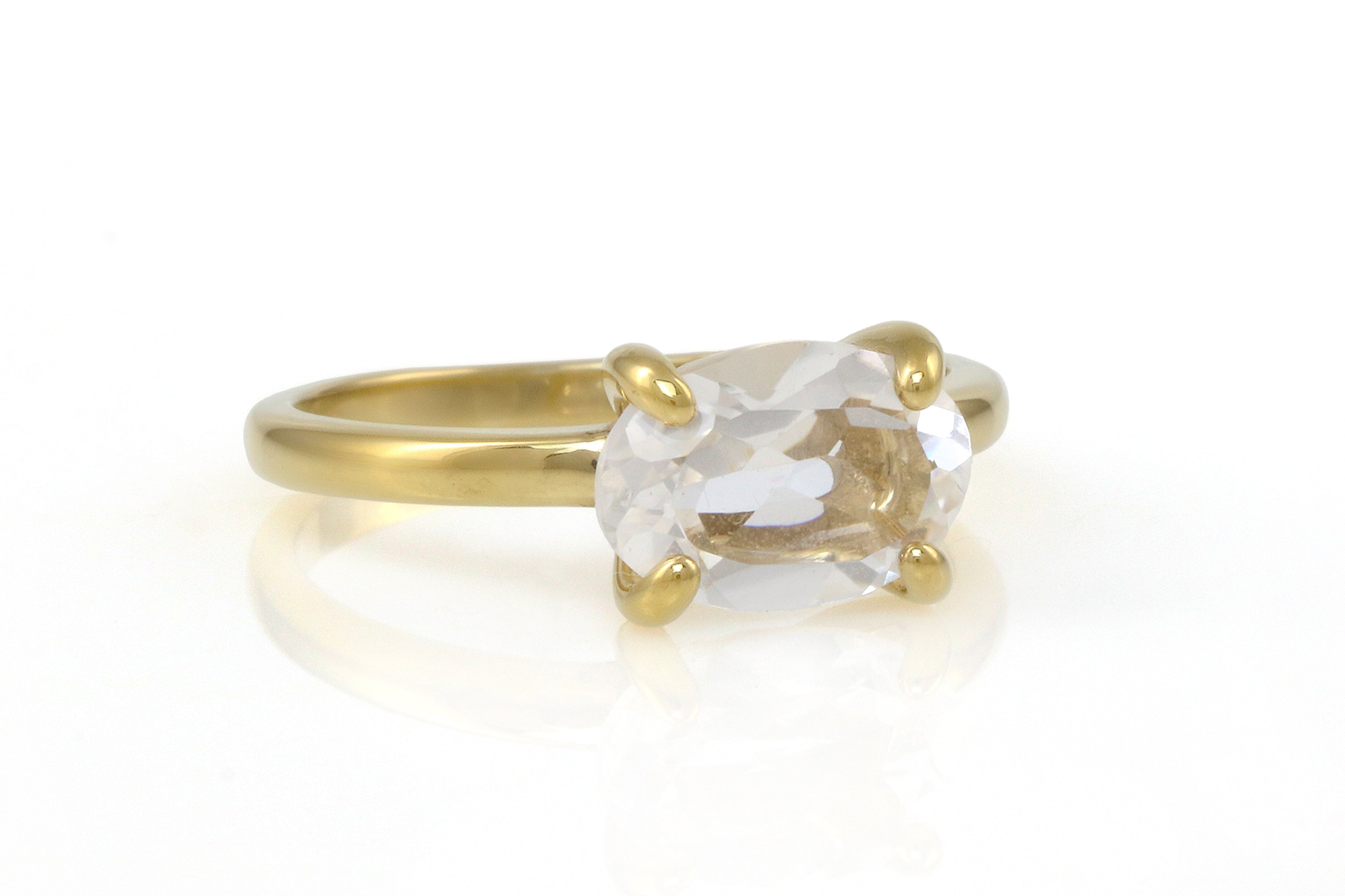 Delicate Oval Crystal Quartz Ring in Sterling Silver Rings Anemone Unique