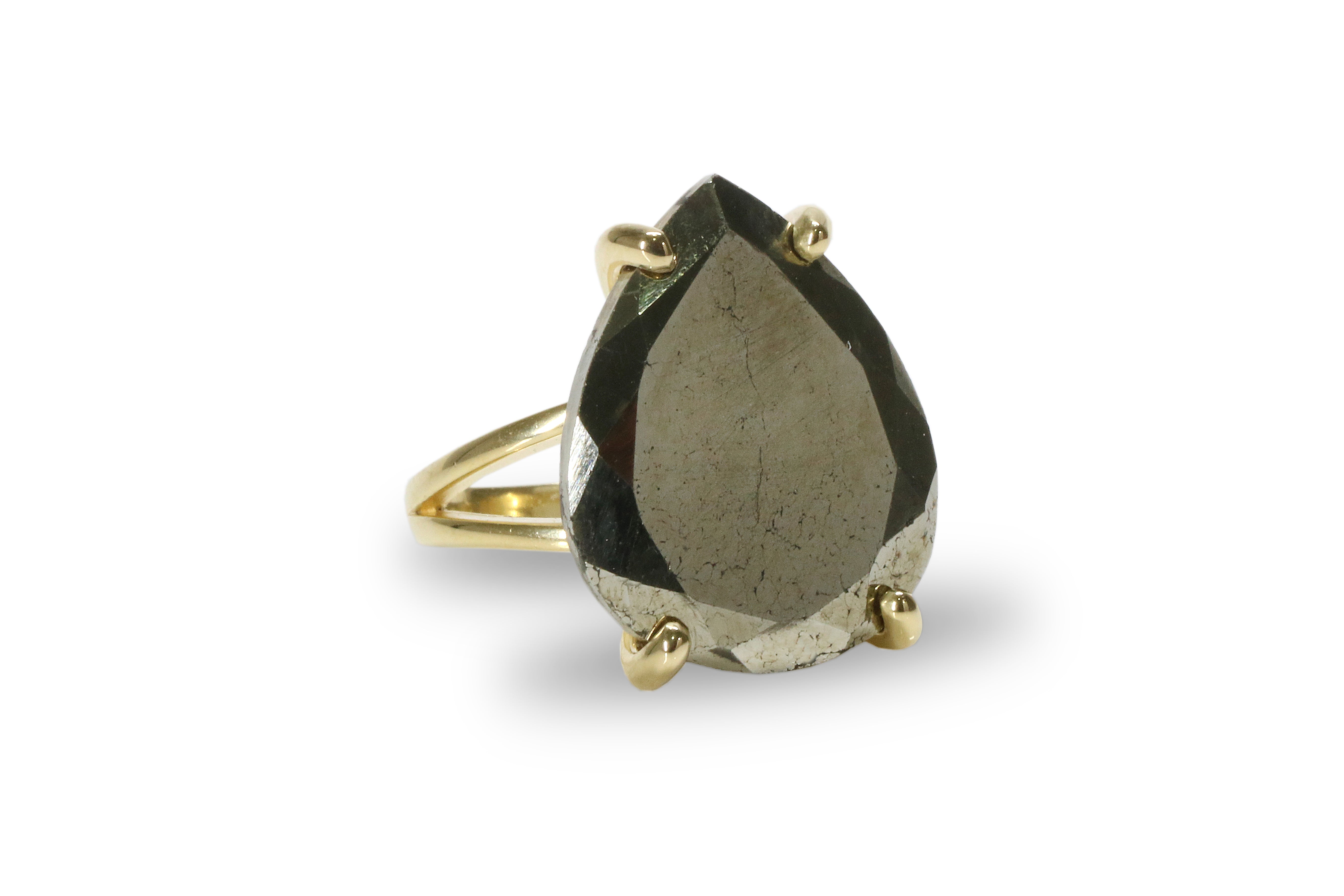 925 Sterling Silver Luxury Pyrite Ring Rings Anemone Jewelry