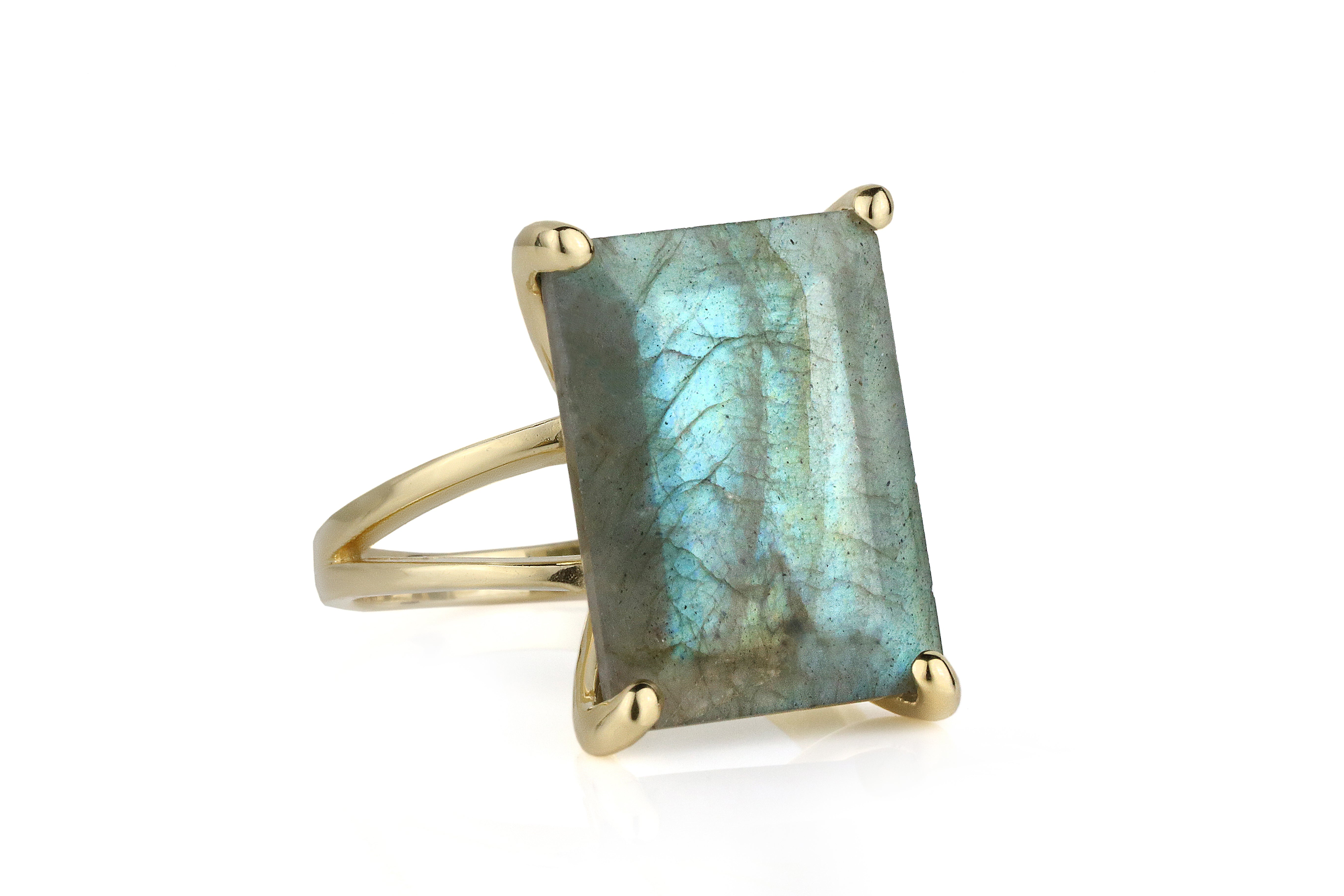 Rare Labradorite in 14k Rose Gold Rings Anemone Jewelry