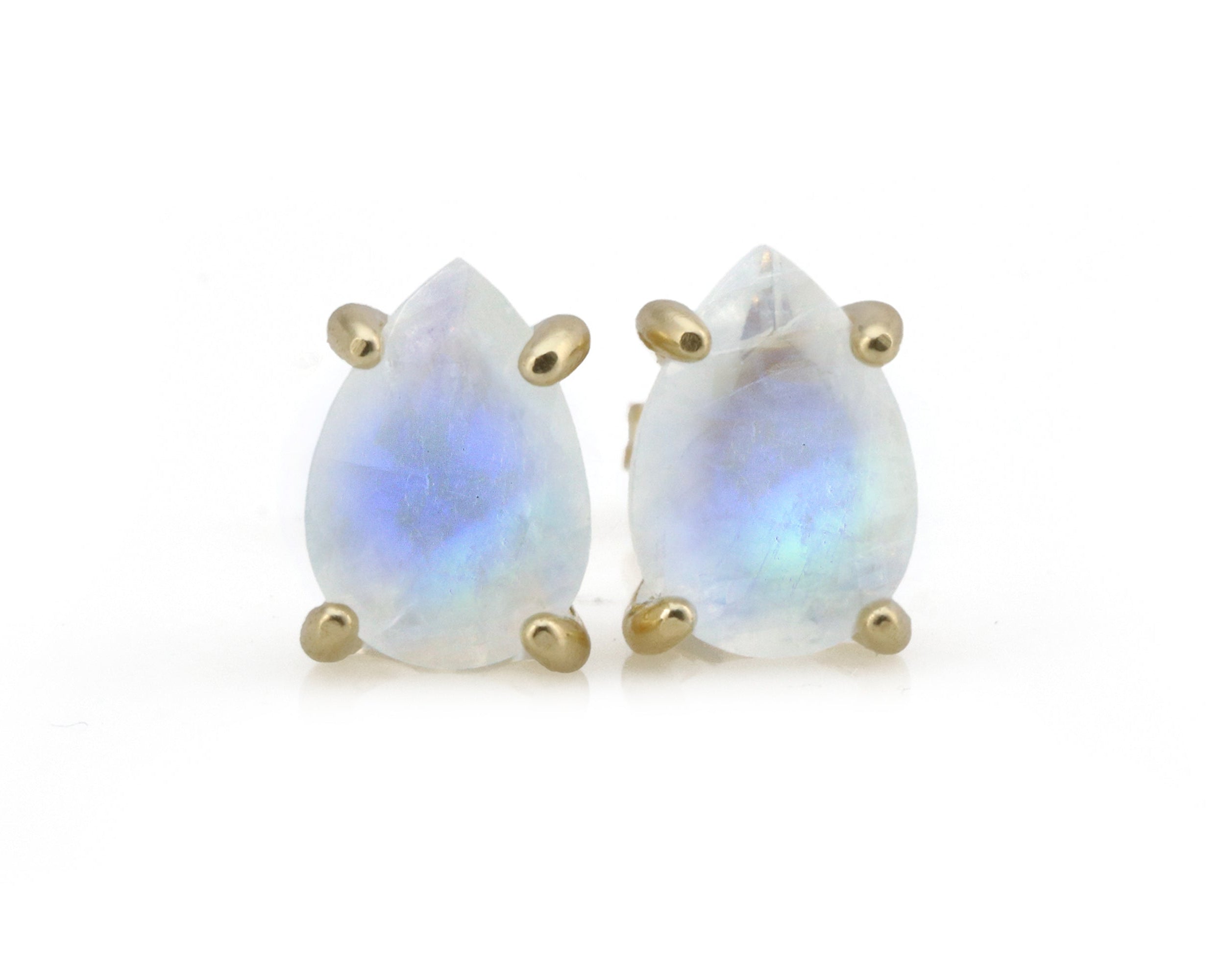 Chic Rainbow Moonstone Handmade Gold Stud Earrings Earrings Anemone Unique