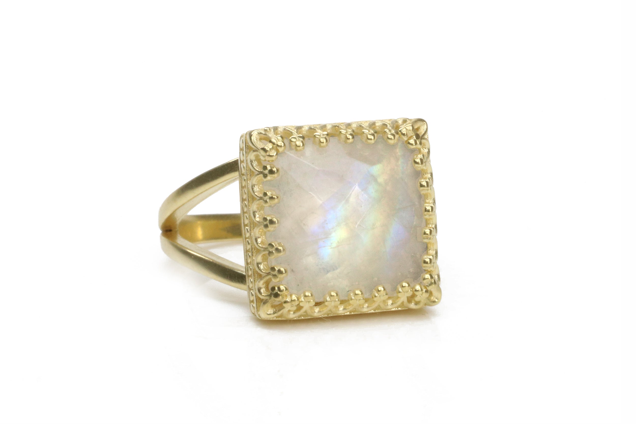 Elegant Rainbow Moonstone Ring in Sterling Silver Rings Anemone Jewelry