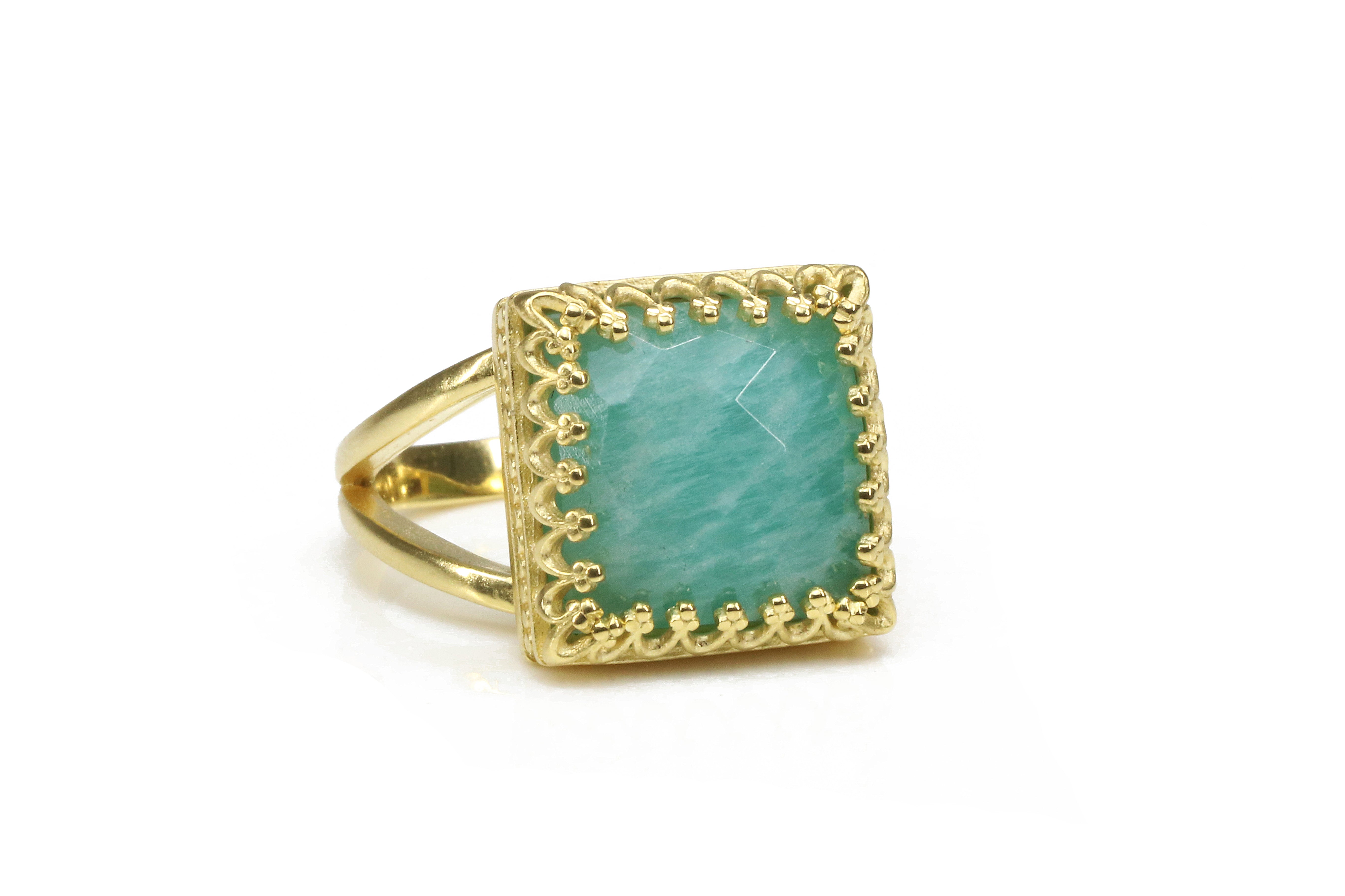 Amazonite Ring in Sterling Silver Rings Anemone Jewelry