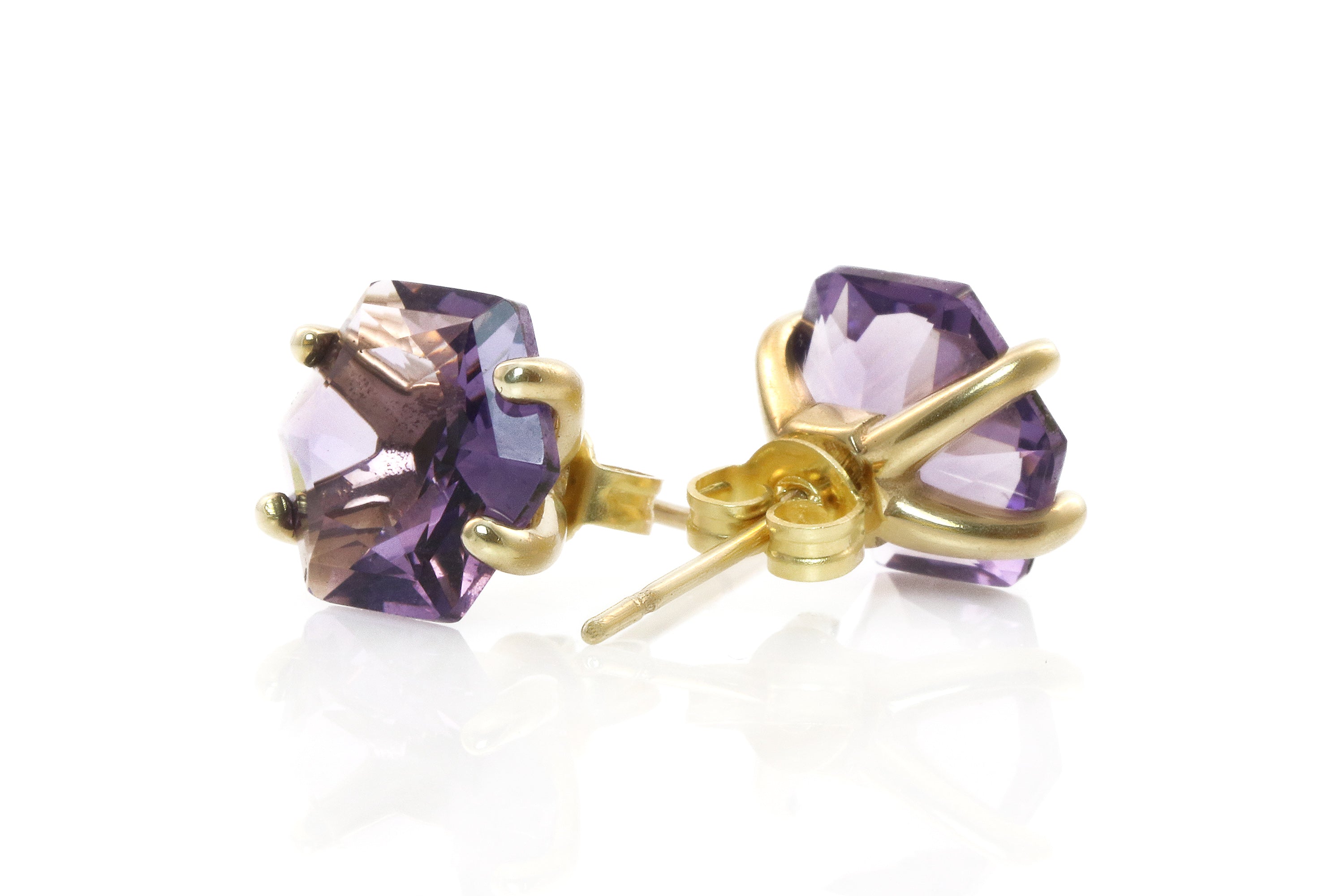 Lovely Amethyst Stud Earrings in Gold Earrings Anemone Unique