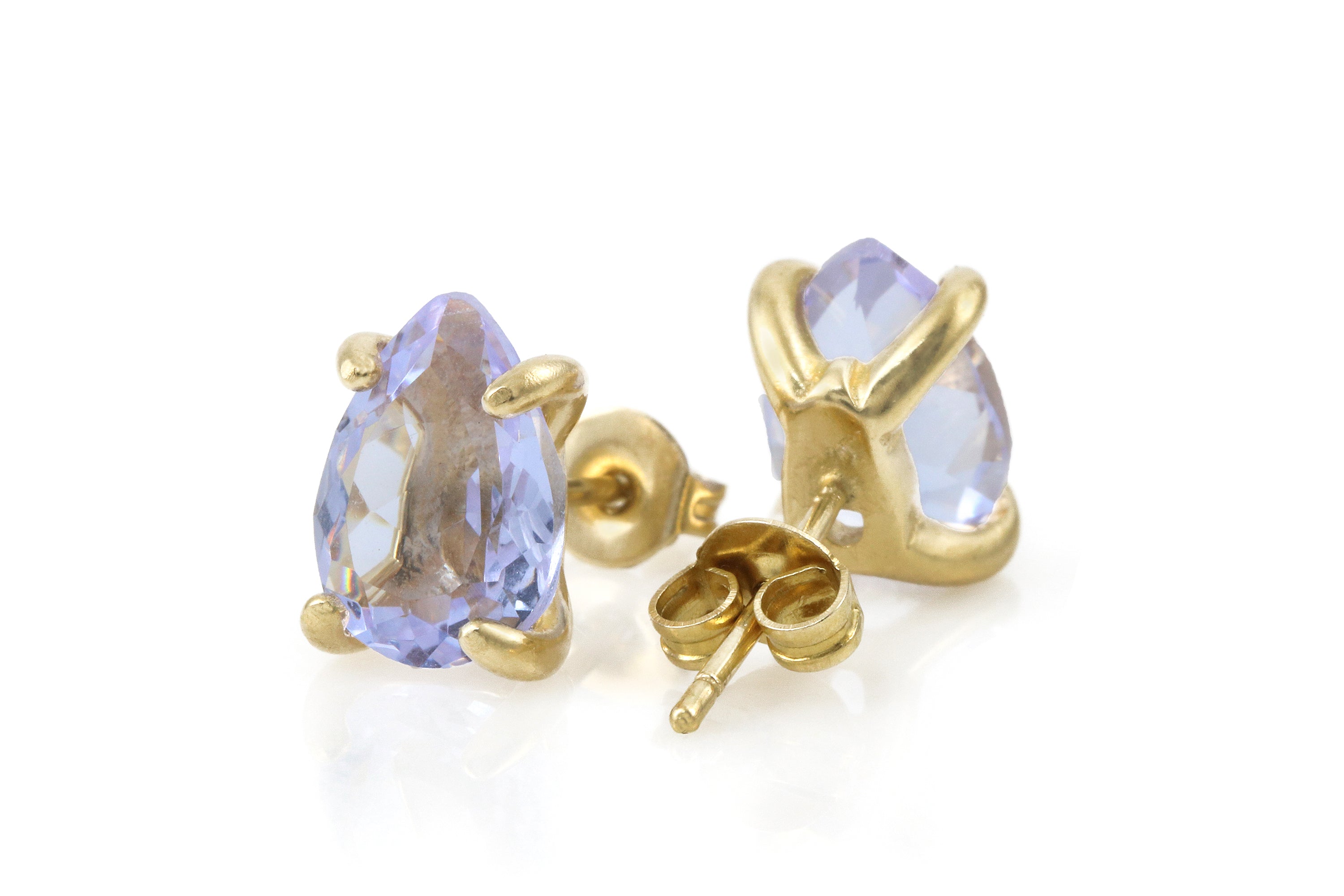Pear Lustrous Tanzanite Gold Earrings Earrings Anemone Unique
