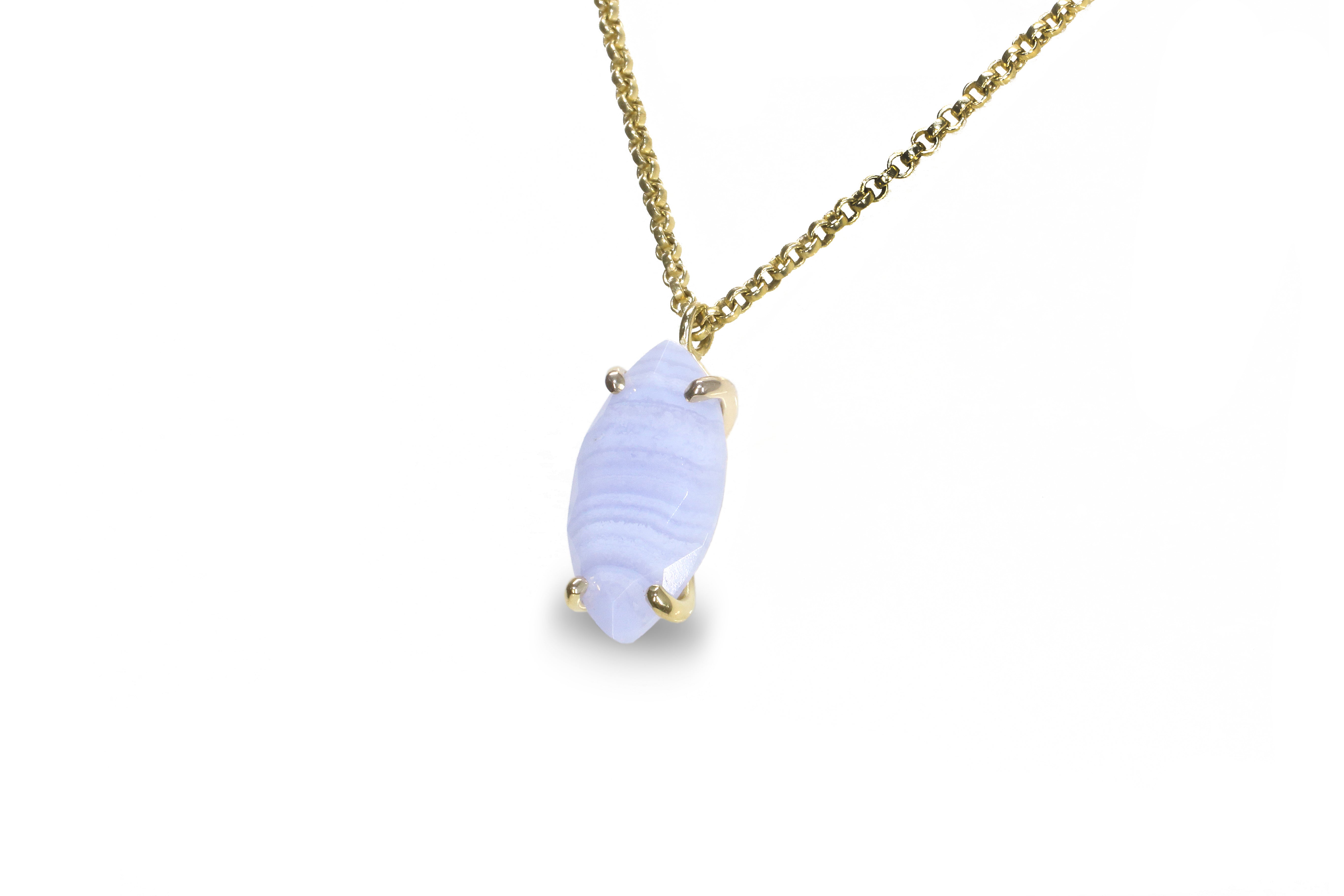 Lovely Marquise Lace Agate Pendant Necklace necklaces Anemone Jewelry