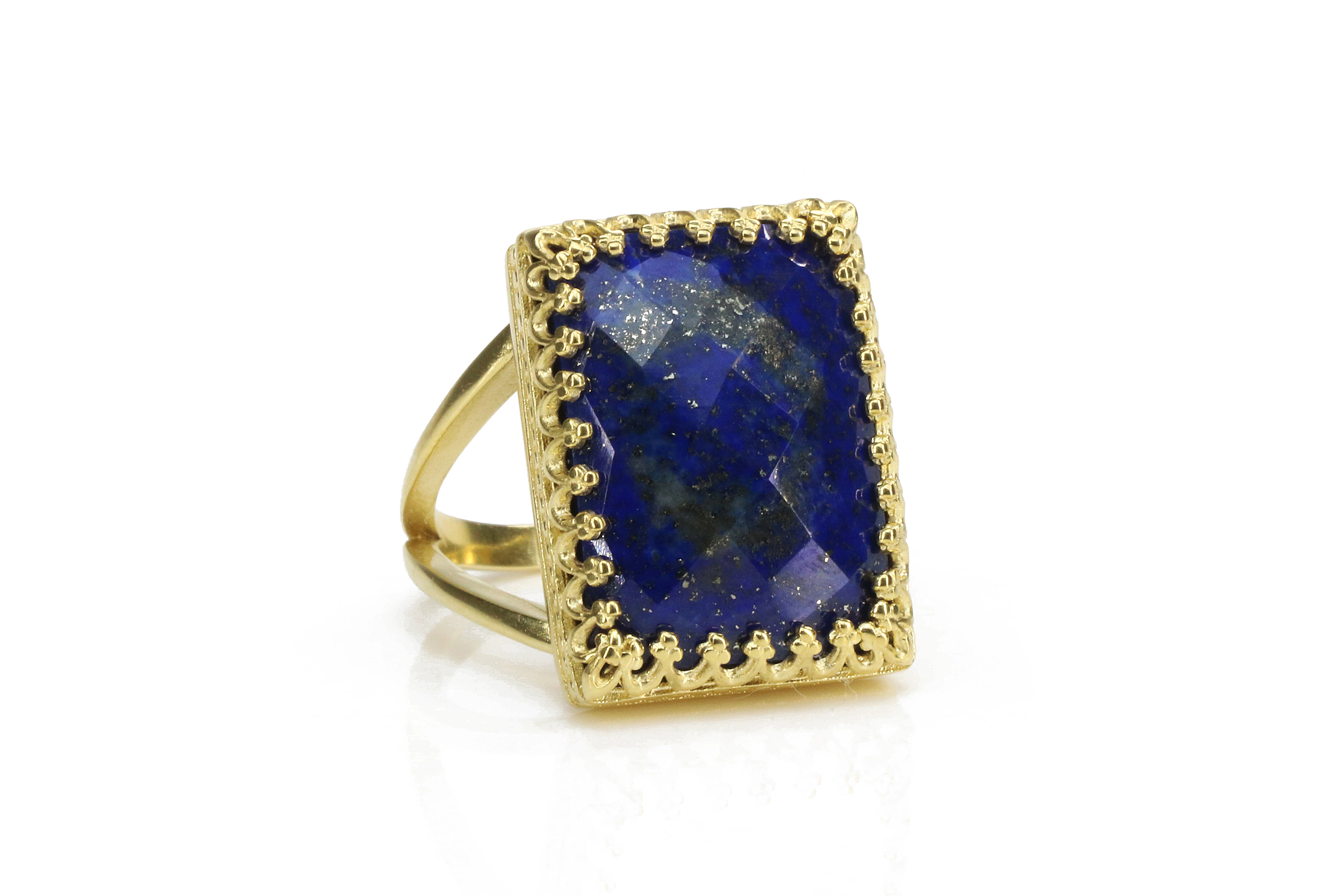 13x18mm Lapis Lazuli in 14k Gold-filled Ring Band Rings Anemone Jewelry