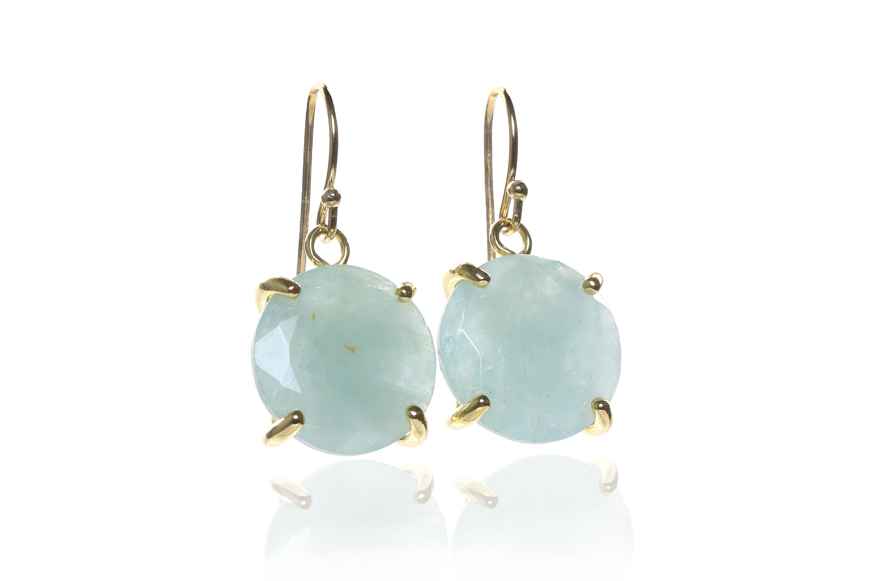 Decorative Aquamarine Earrings in Gold Earrings Anemone Jewelry