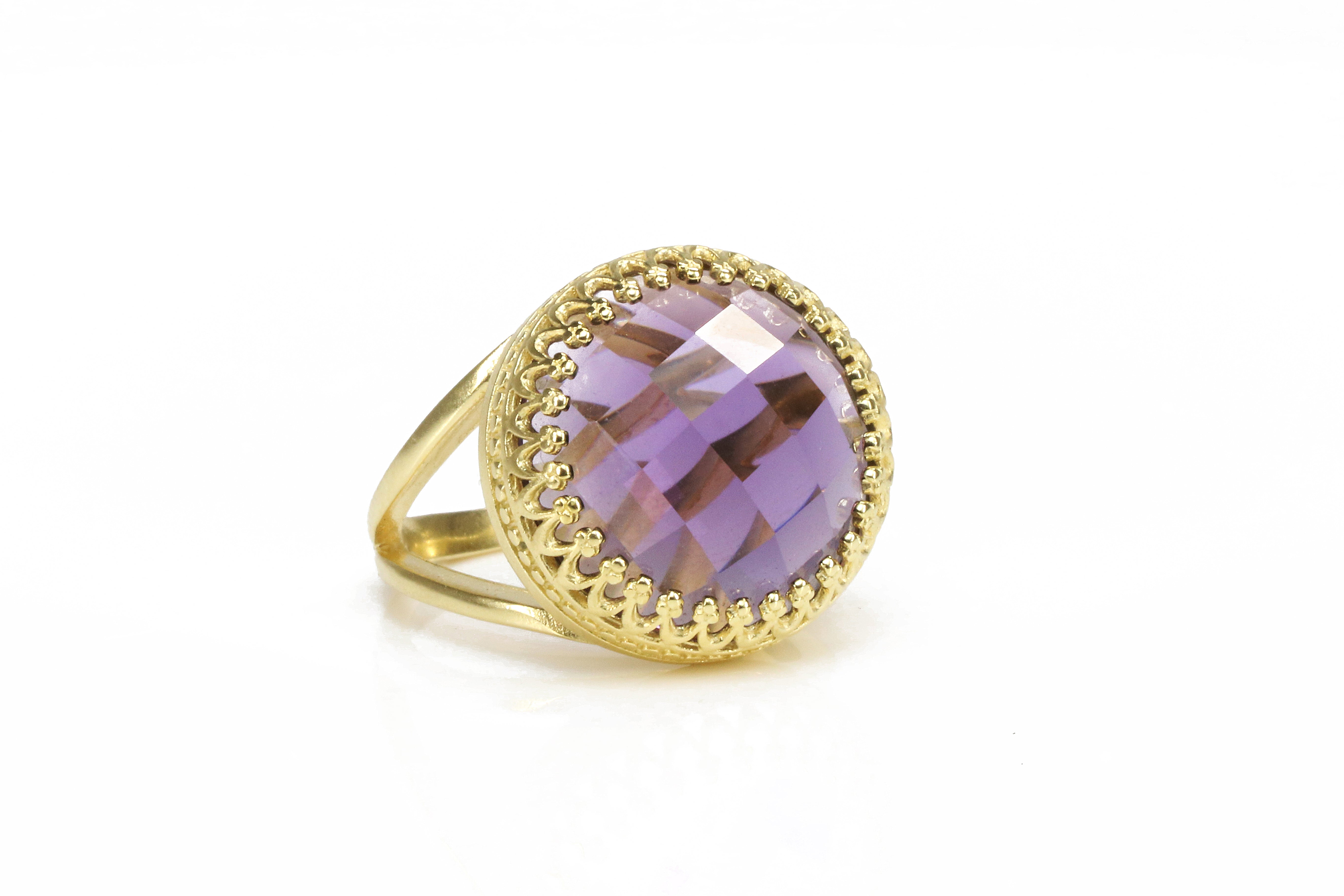 Intricate Amethyst Ring with 14k Gold-filled Band Rings Anemone Jewelry
