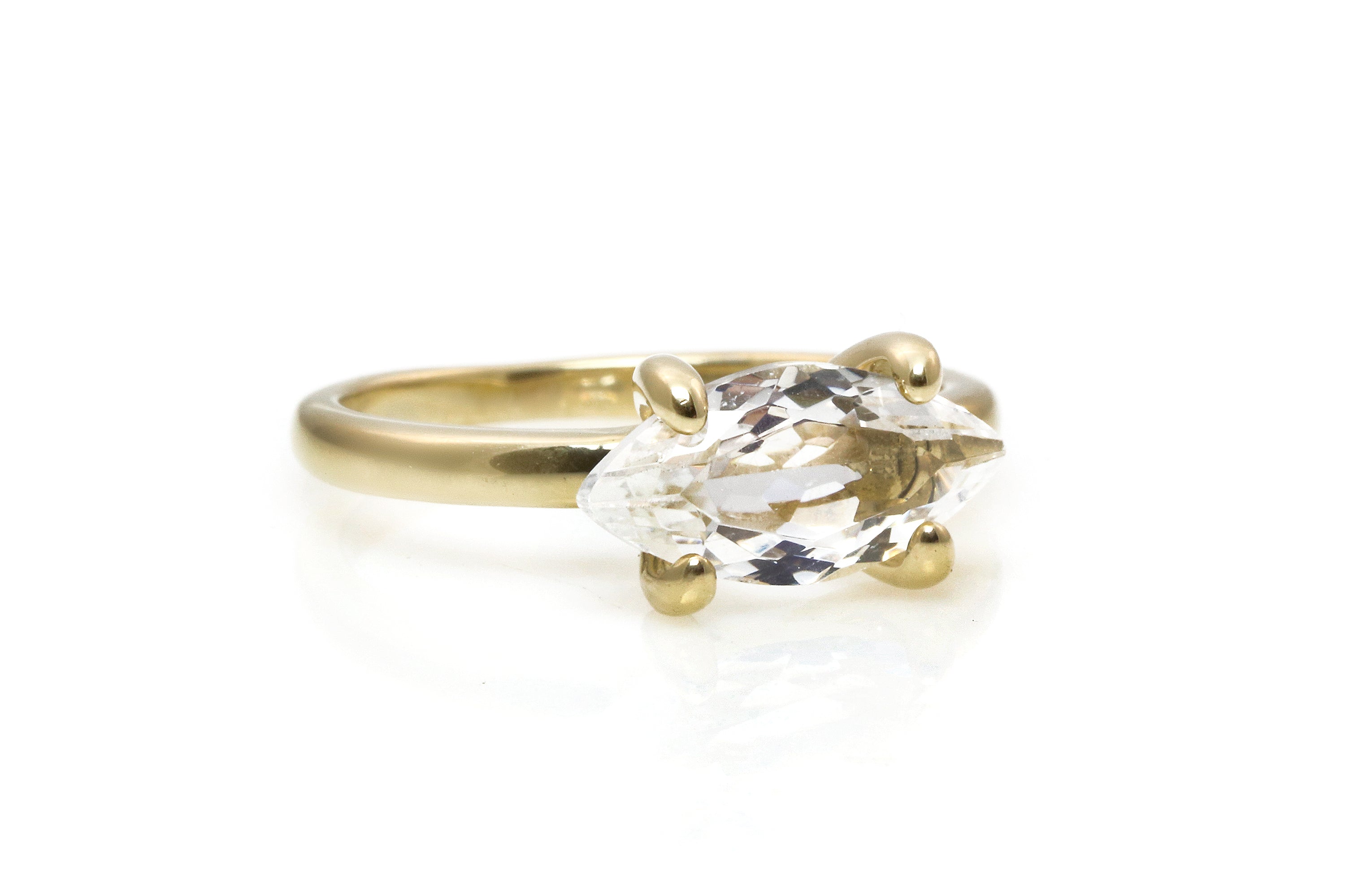 Delicate Clear Crystal Quartz Ring in Gold Rings Anemone Unique