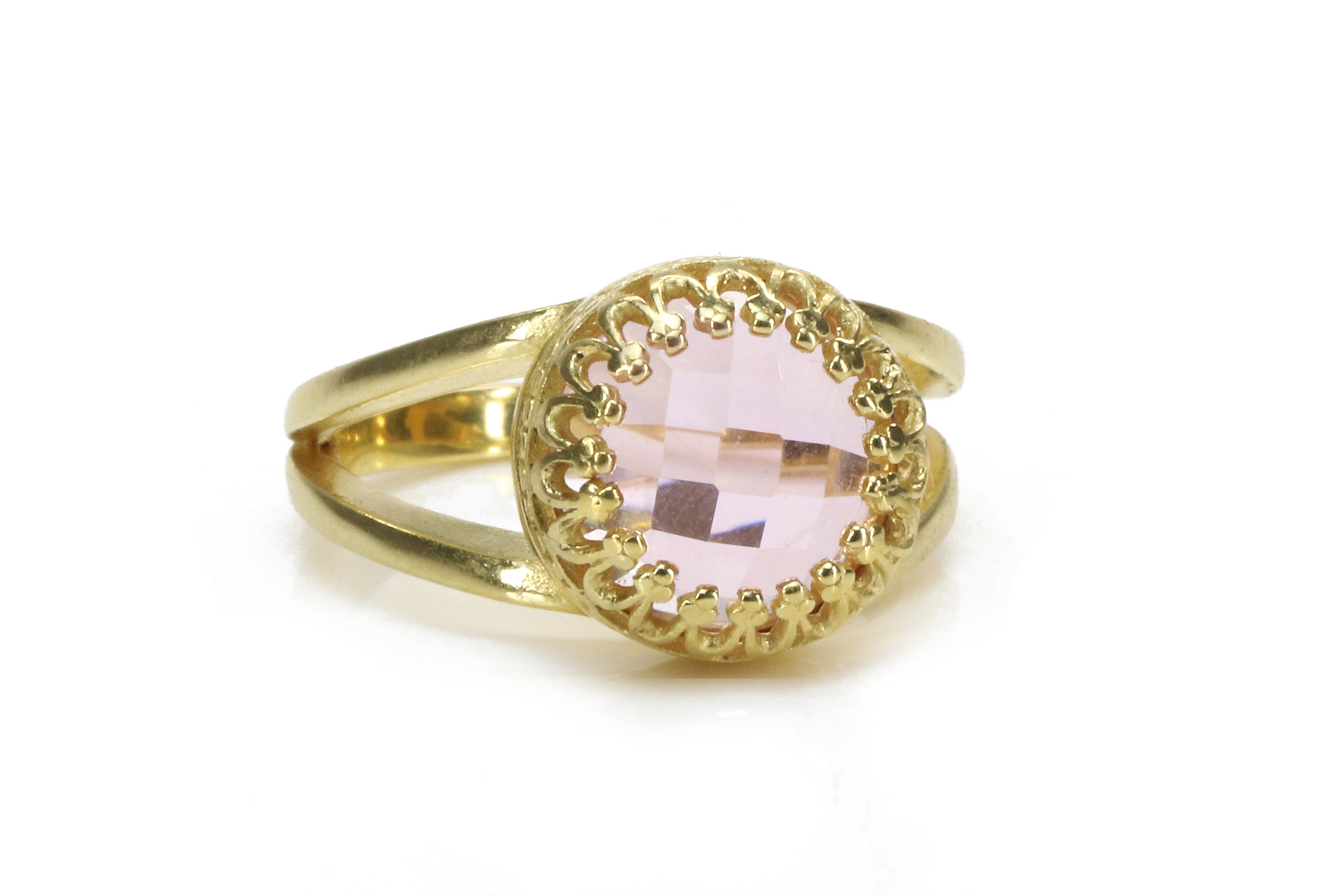 Stunning Rose Quartz Ring in 14k Rose Gold Rings Anemone Jewelry